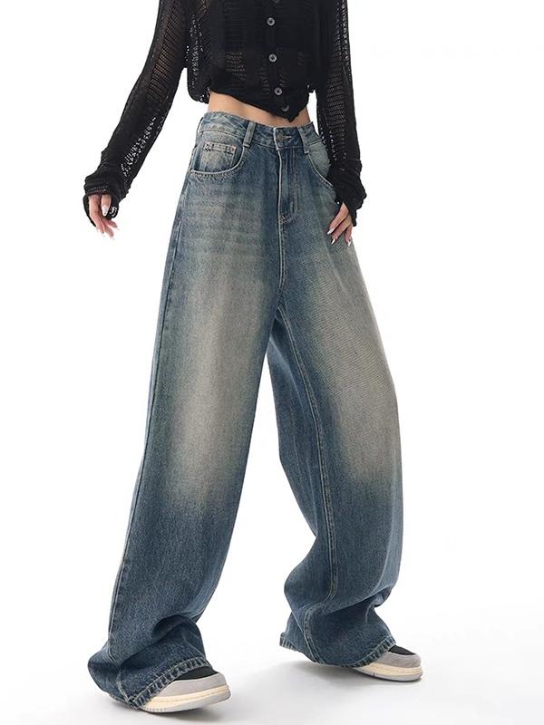 Loose Slimming Wide Leg Boyfriend Jeans Product Image