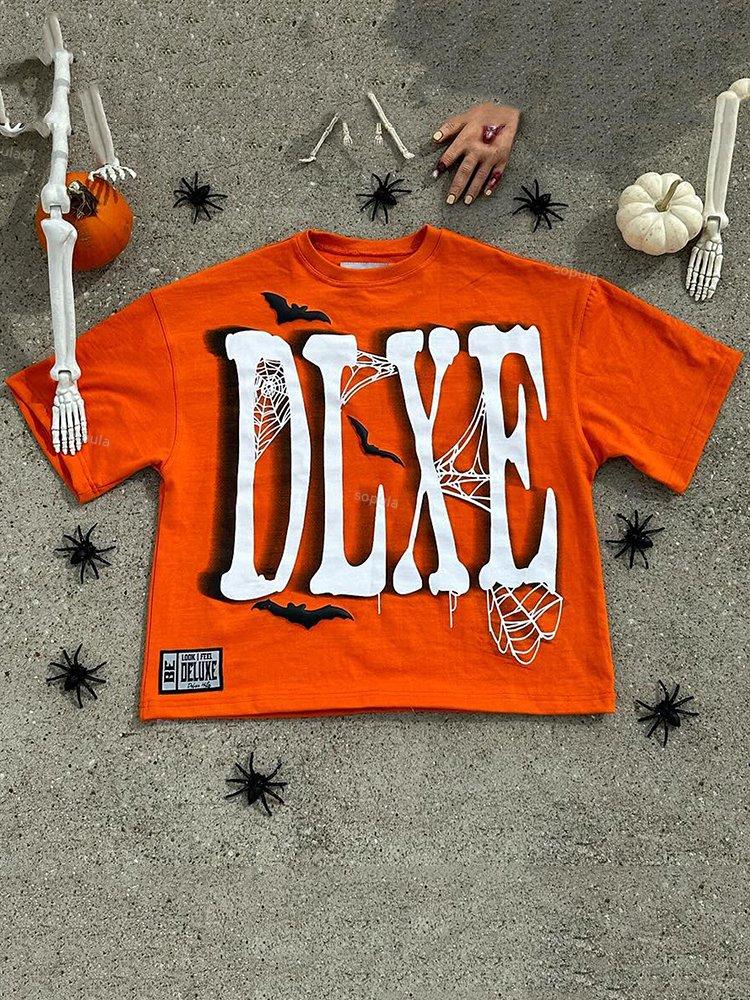 Vintage Dlxe Bat Graphic Casual Street T-Shirt Product Image