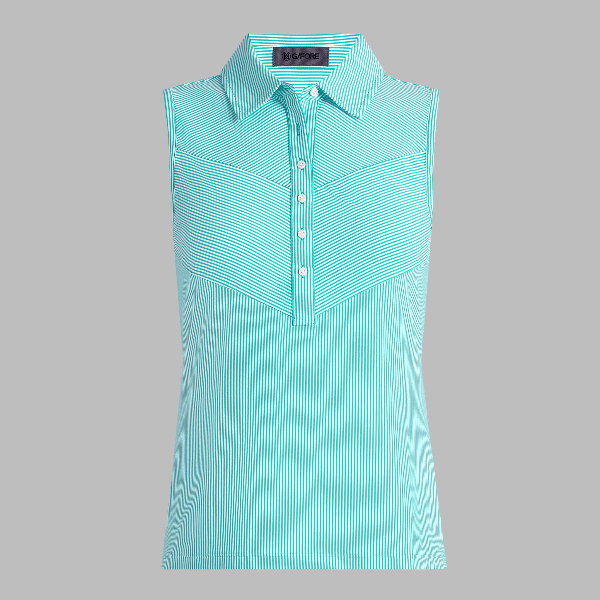 FINE TECH ENGINEERED STRIPE SLEEVELESS POLO Product Image