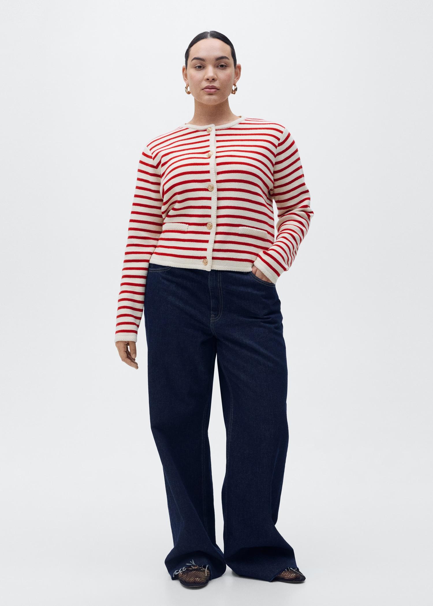 Stripped knit cardigan - Women | MANGO USA Product Image