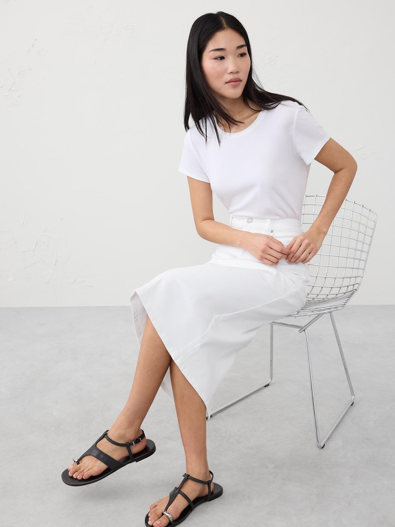 Denim Midi Pencil Skirt Product Image