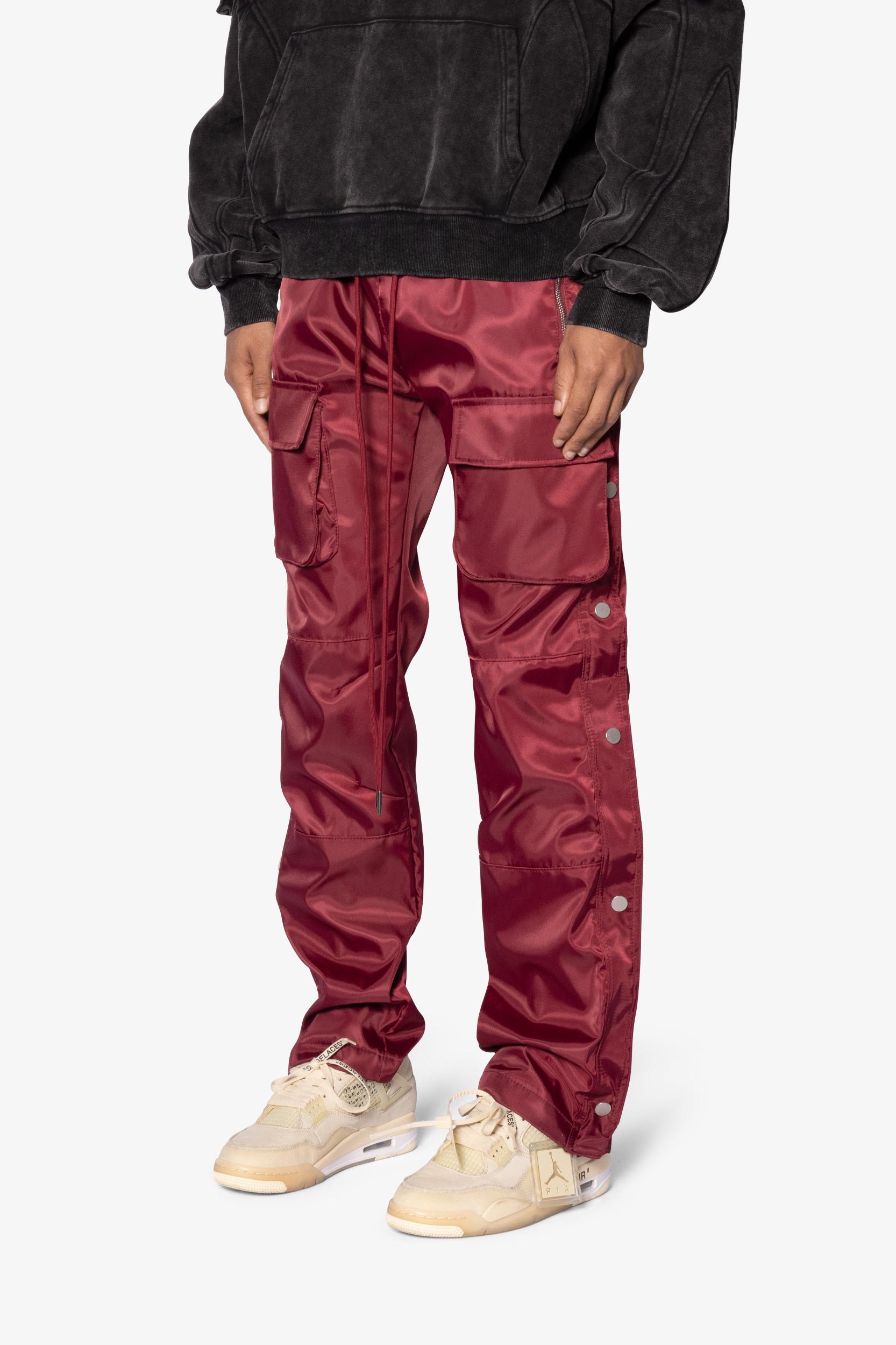 Snap Front Cargo Pants - Red Product Image