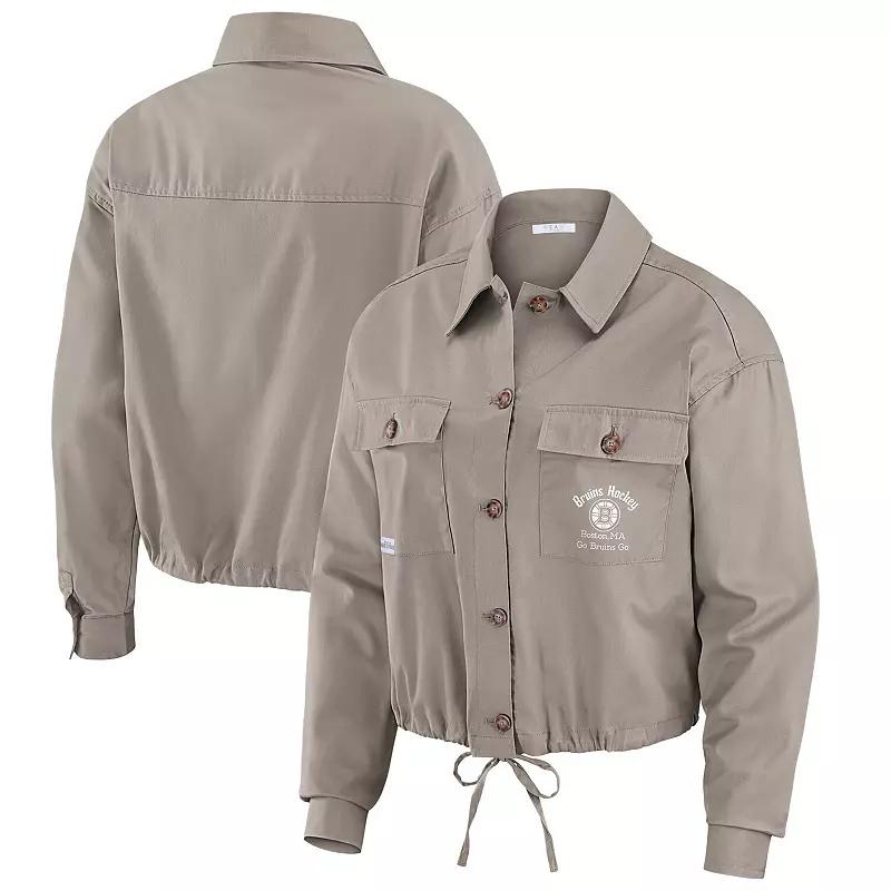 Women's WEAR by Erin Andrews Gray New Jersey Devils Cinched Button-Up Jacket, Size: XL, Nhl Grey Product Image