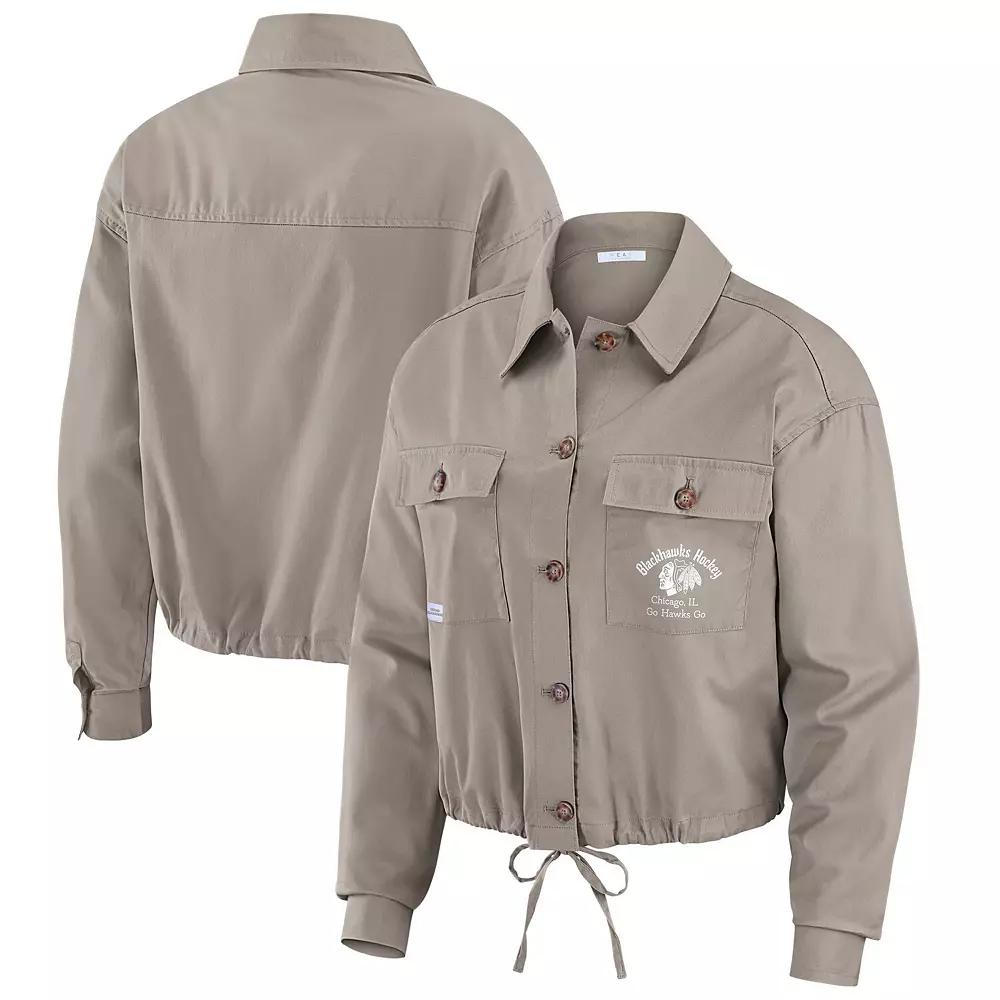 Women's WEAR by Erin Andrews Gray New Jersey Devils Cinched Button-Up Jacket, Size: XL, Nhl Grey Product Image