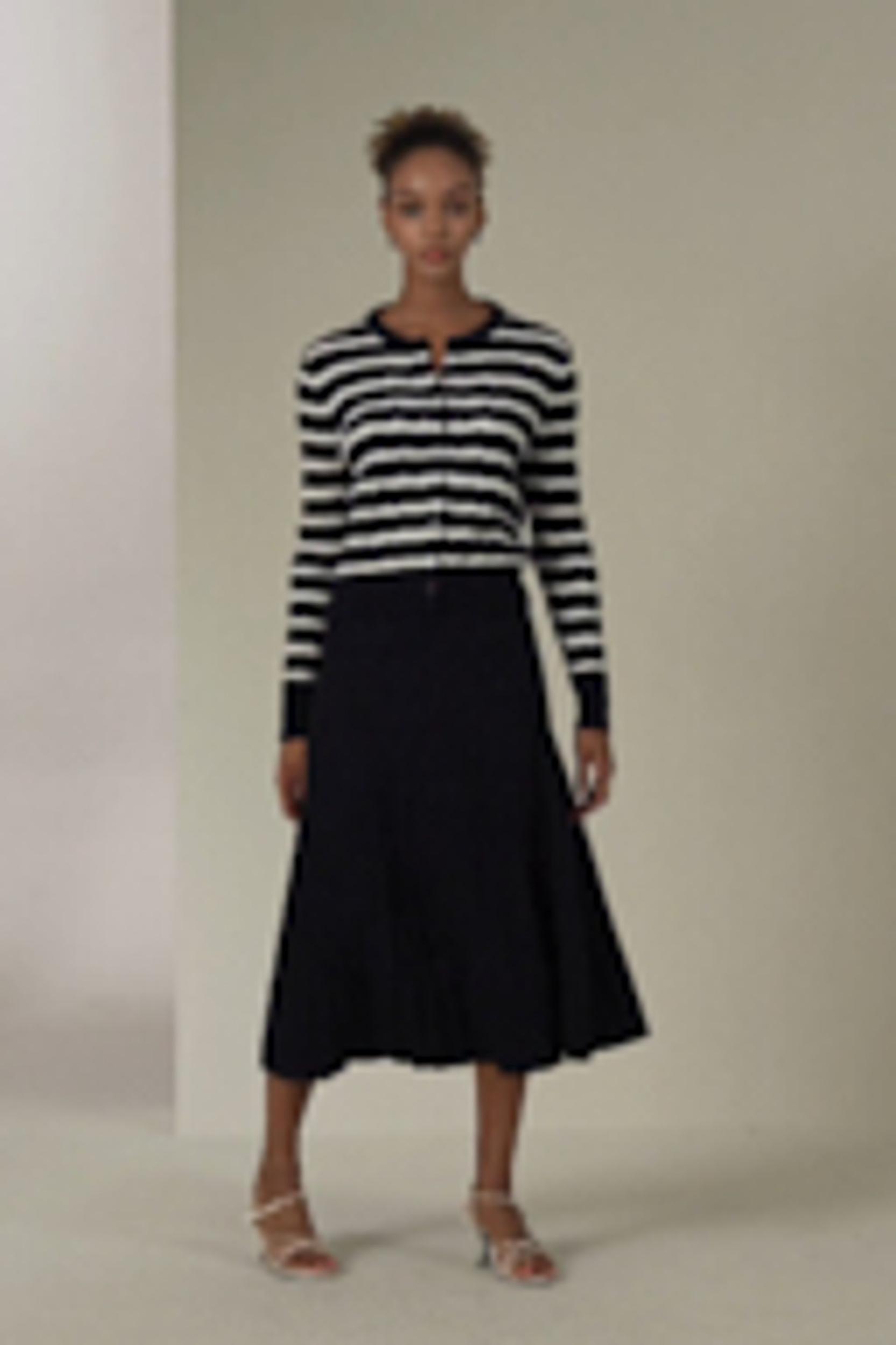 Striped Cable-Knit Cashmere Cardigan Product Image