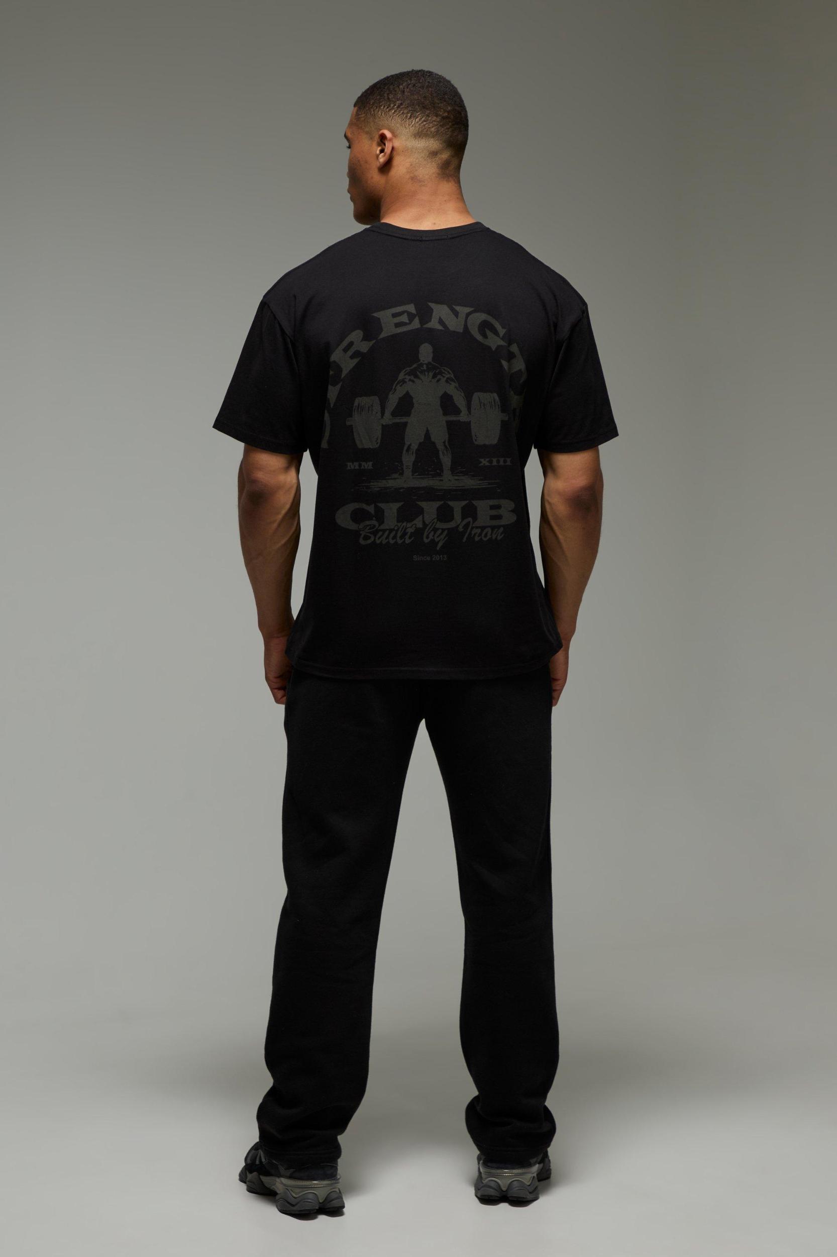Man Active Strength Club Oversized T-shirt | boohooMAN USA Product Image