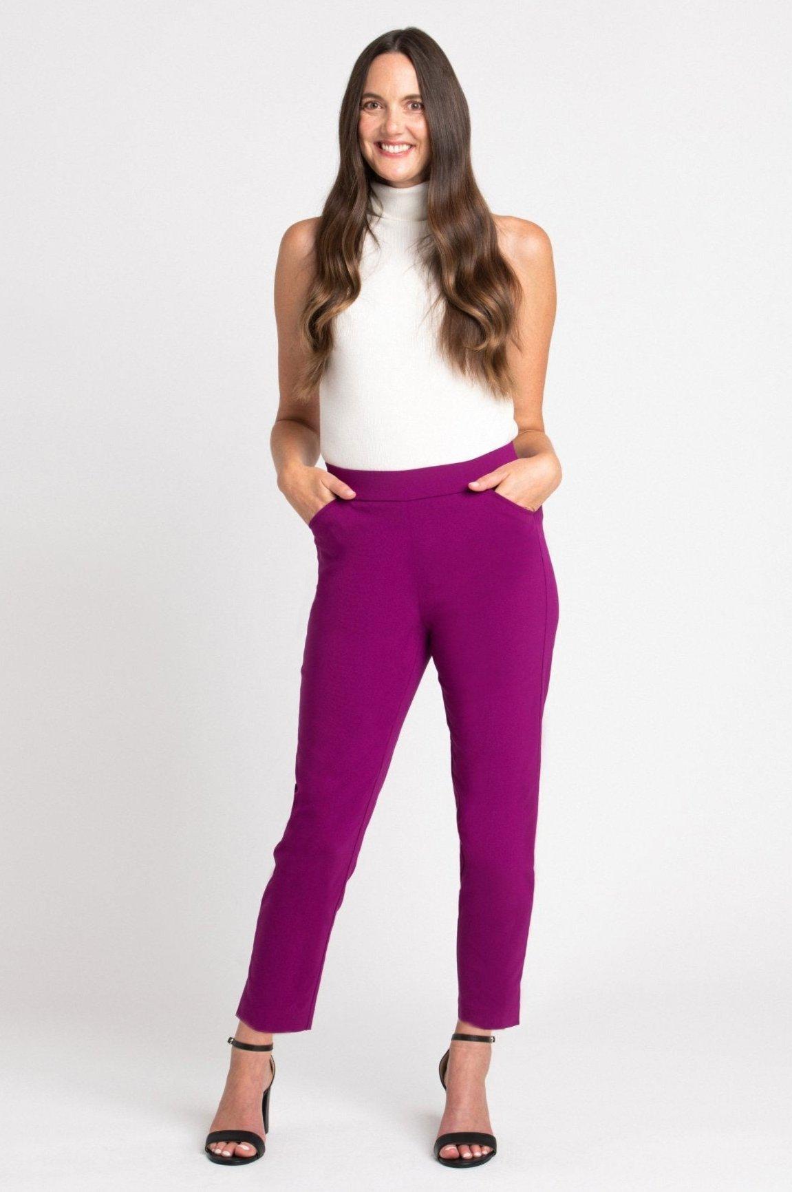 Roz & Ali™ Superstretch Magenta Pull On Ankle Pants Product Image