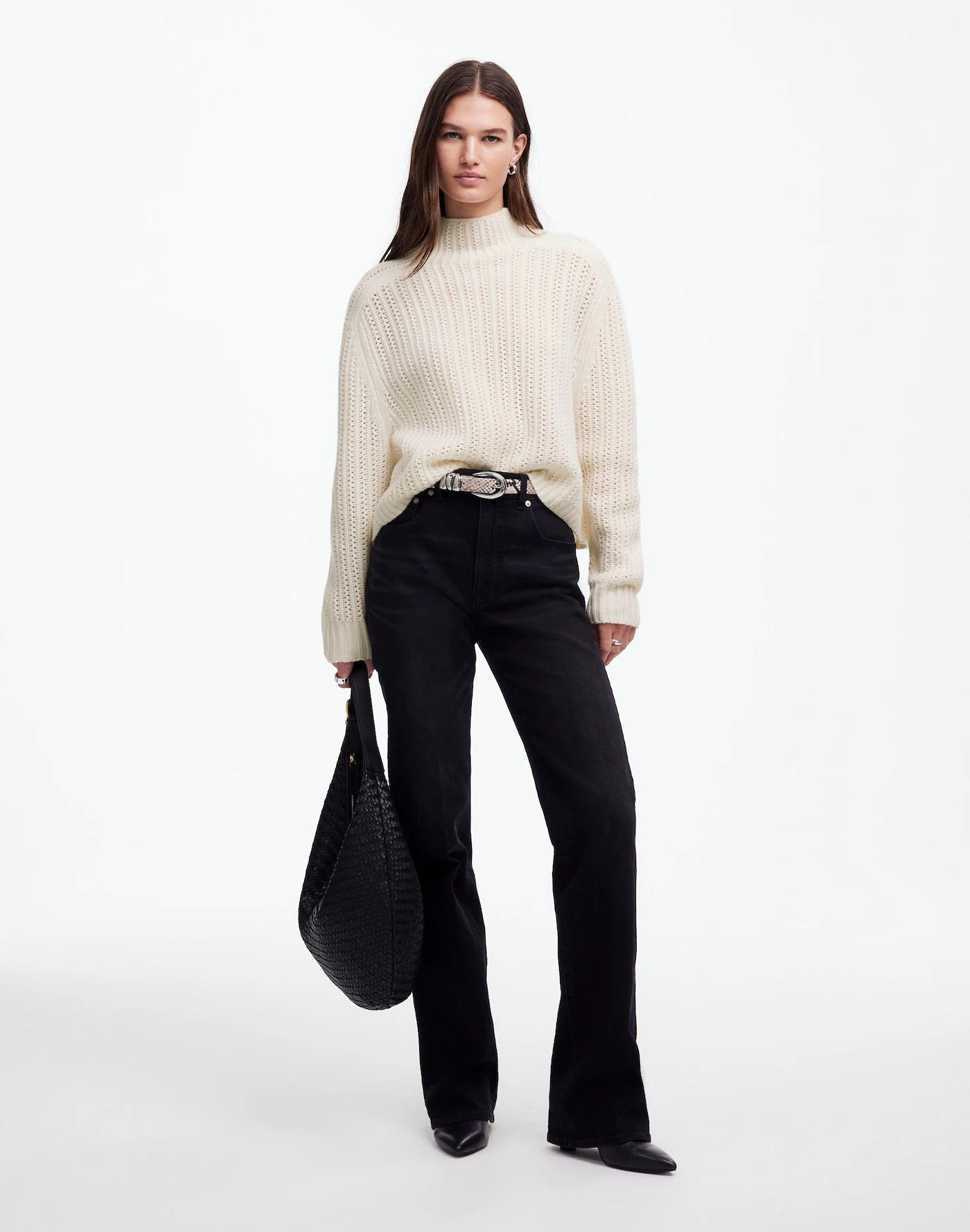 Pointelle-Stitch Mockneck Sweater Product Image