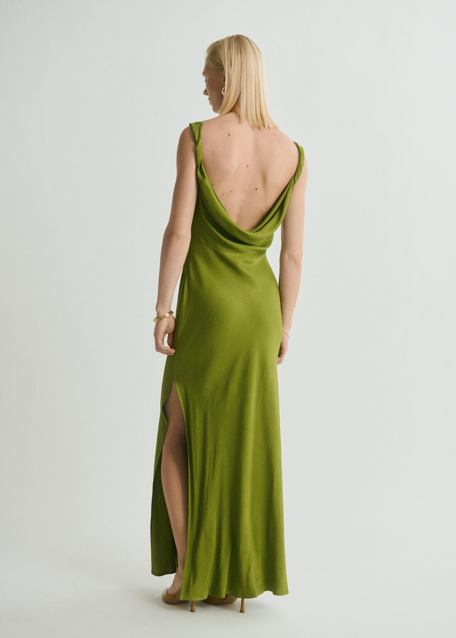 Textured dress with draped neckline - Women | MANGO USA Product Image
