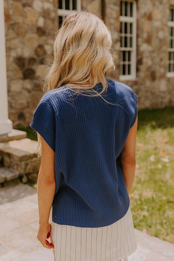 Chic Vibes Knit Vest Top in Navy Product Image