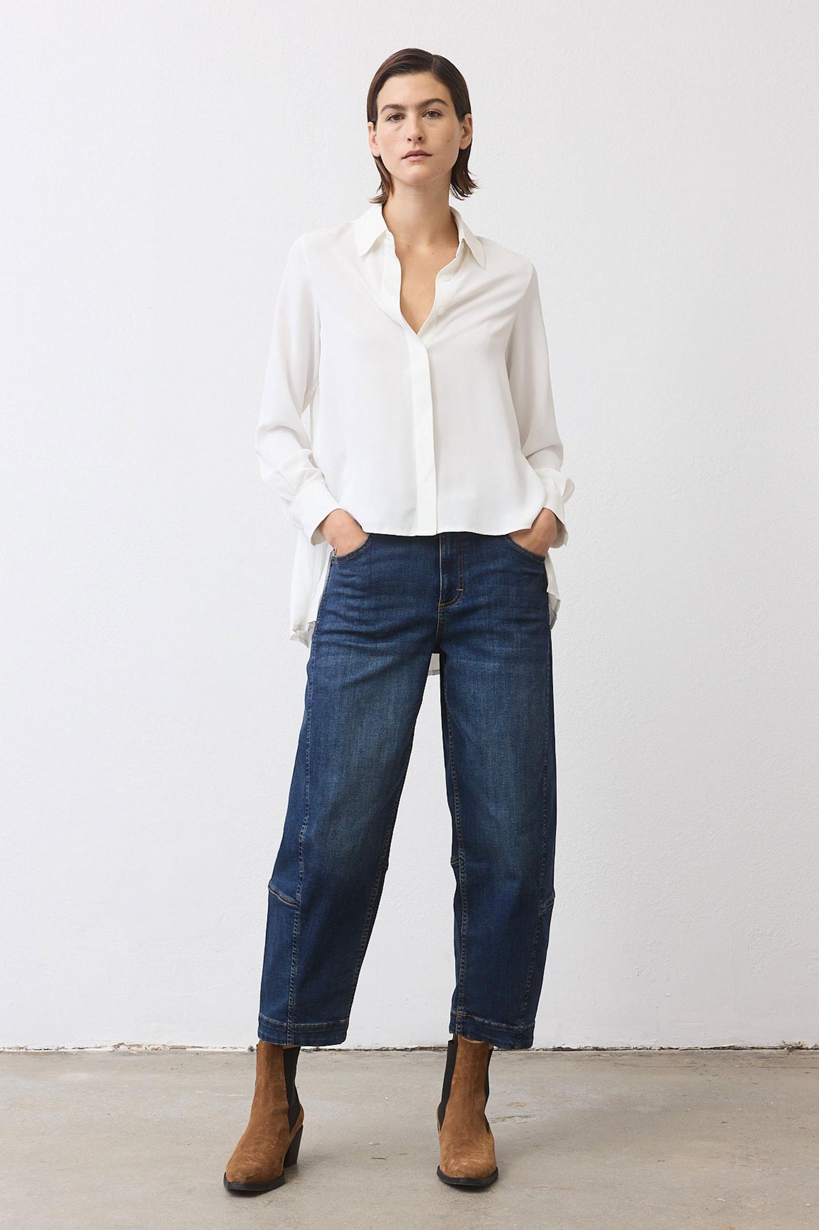 Look In The Back Pleated Long Sleeve Blouse Product Image