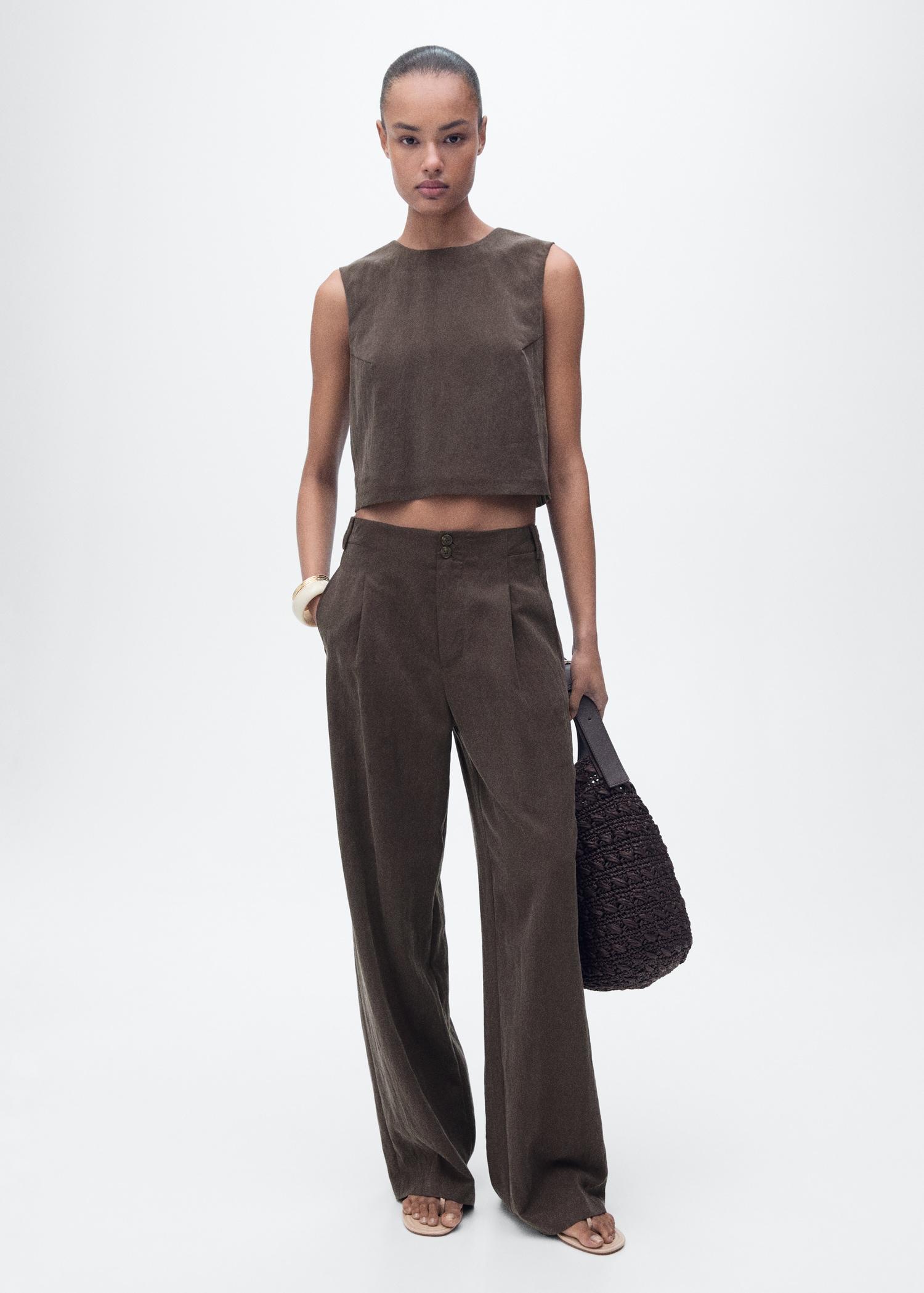 Lyocell top with buttons on the back - Women | MANGO USA Product Image