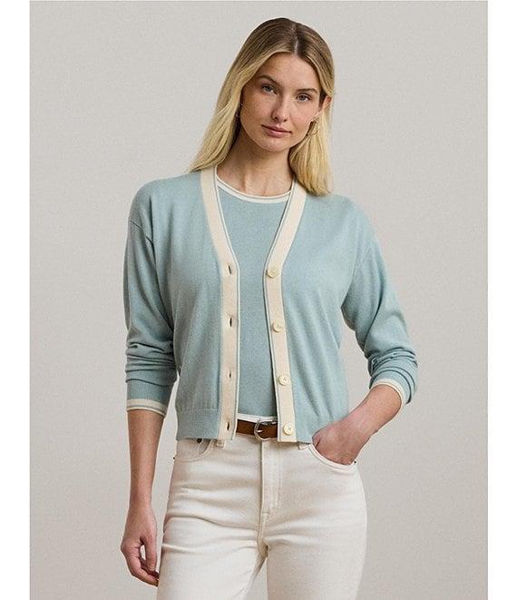 Lauren Ralph Lauren Knit V-Neck Long Sleeve Cardigan Product Image