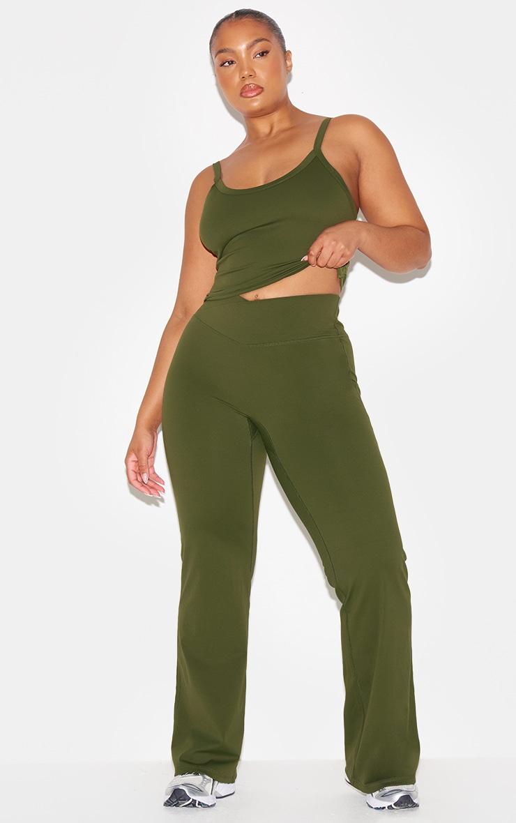 Khaki Sculpt Wrap Waist Yoga Pants Product Image