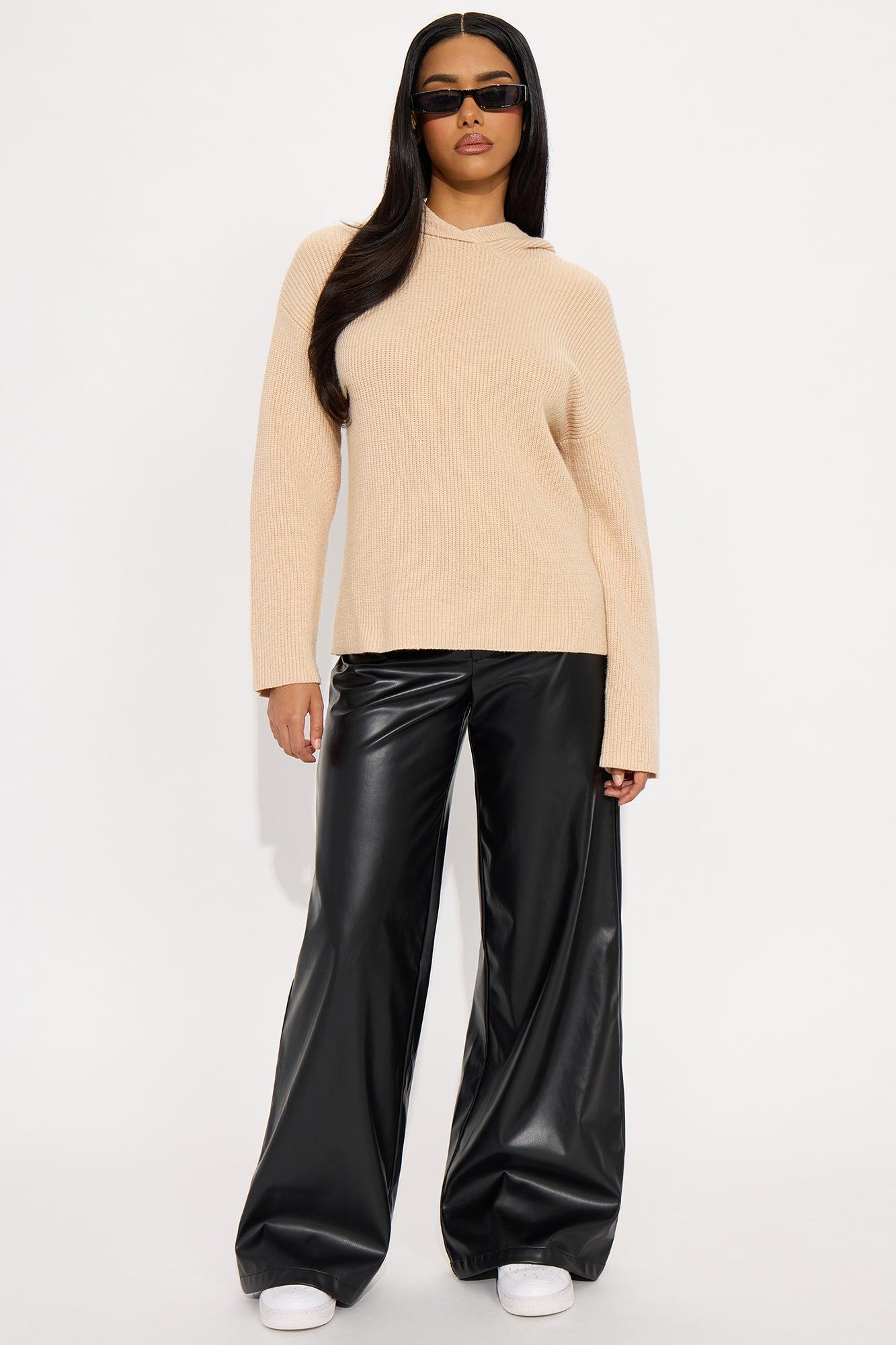 The Coziest Hooded Sweater - Beige Female Product Image