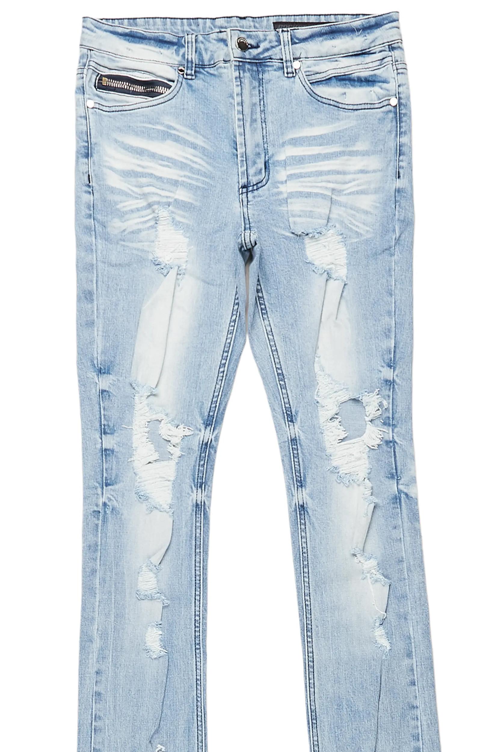 Zahir Blue Super Stacked Flare Jean Male Product Image