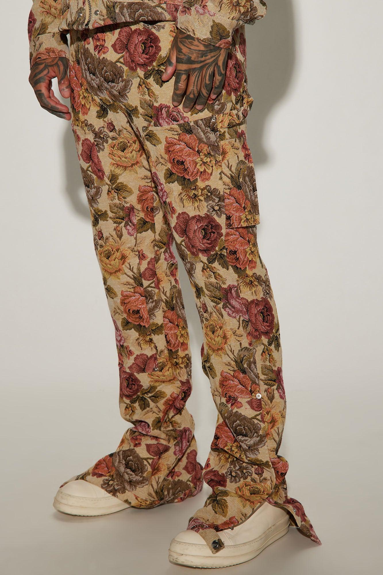 Bellevue Flared Tapestry Carpenter Pants - Taupe/combo Product Image