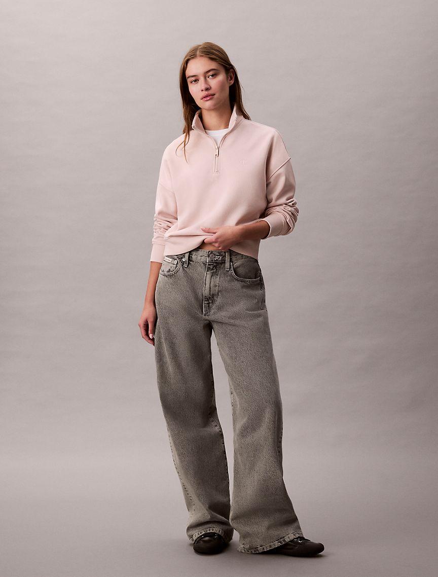 Archive Logo Fleece Quarter Zip Mock Neck Sweatshirt  Product Image