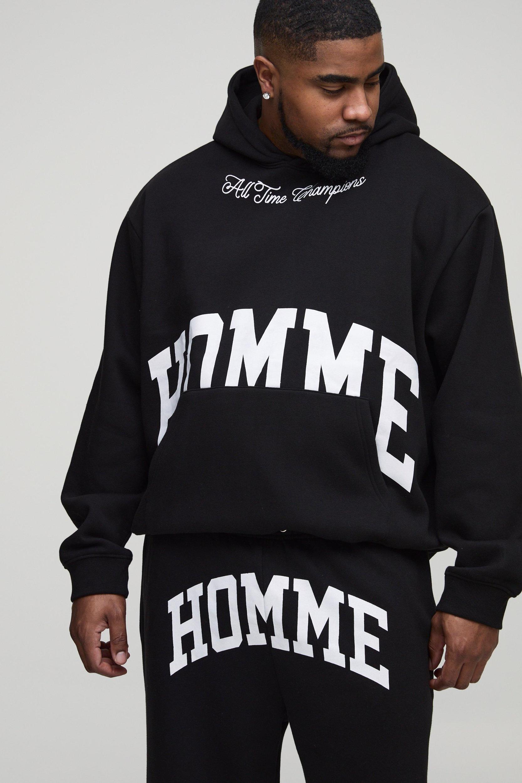 Plus Oversized Boxy Split Hem Homme Tracksuit | boohooMAN USA Product Image