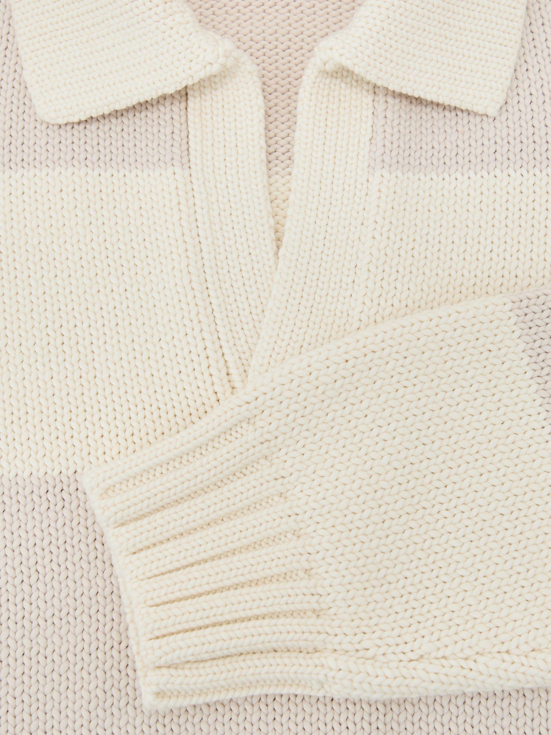 Cotton-Blend Open-Collar Rugby Jumper in Off White/Oatmeal Melange Product Image