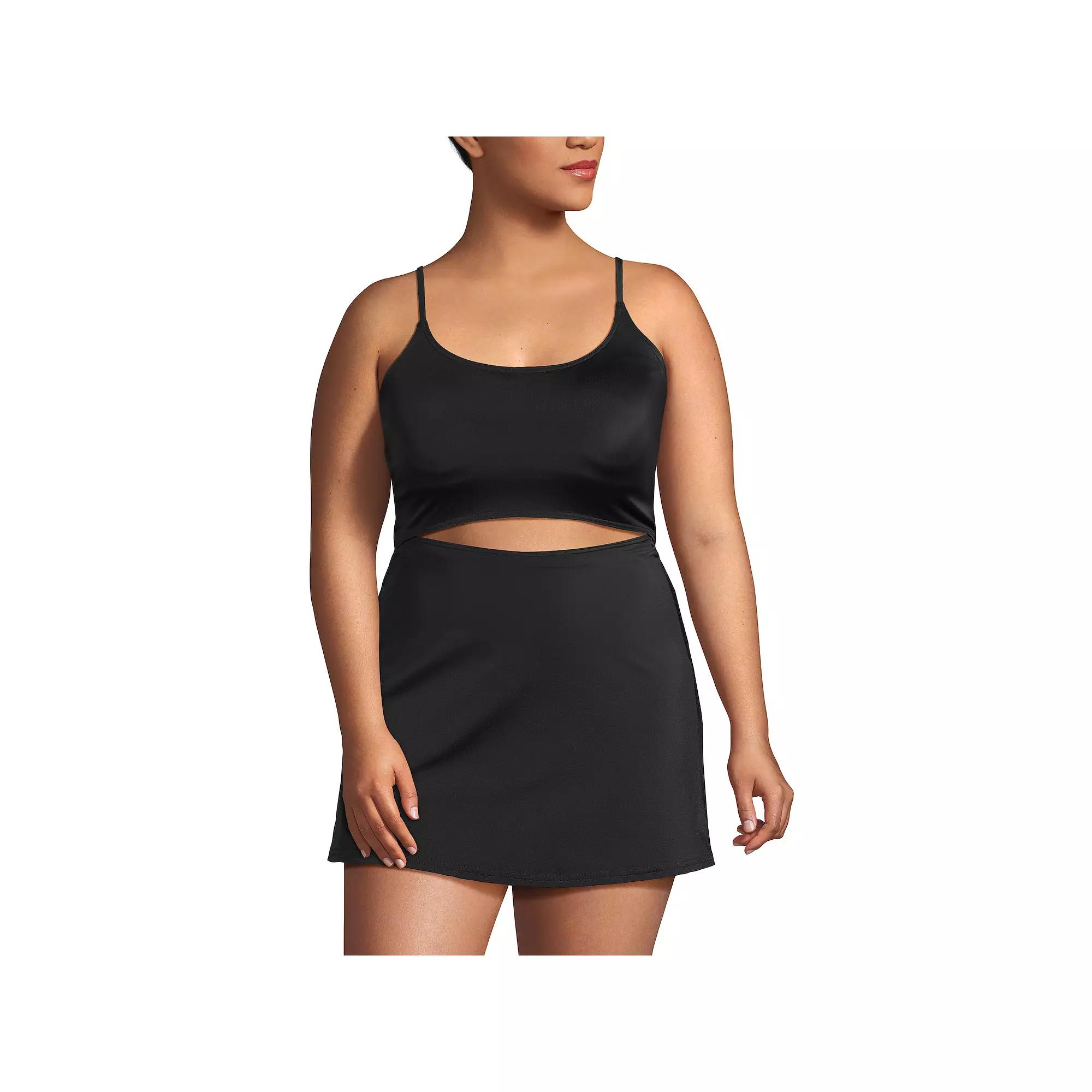 Plus Size Lands' End Tugless Monokini Swim Dress Swimsuit, Women's, Size: 20 W, White Mosaic Floral Product Image