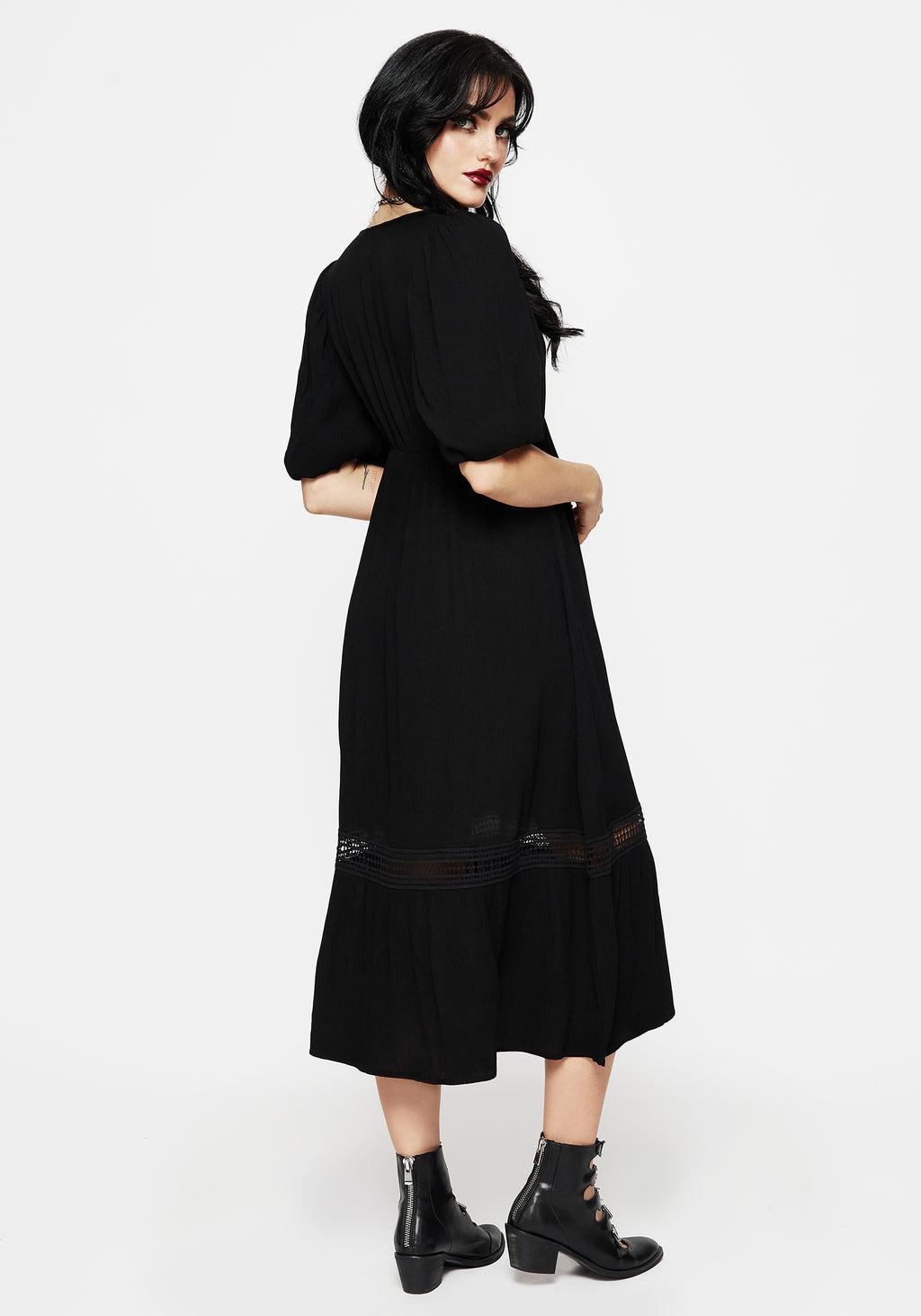 Mirage Lace Insert Puff Sleeve Maxi Dress Product Image