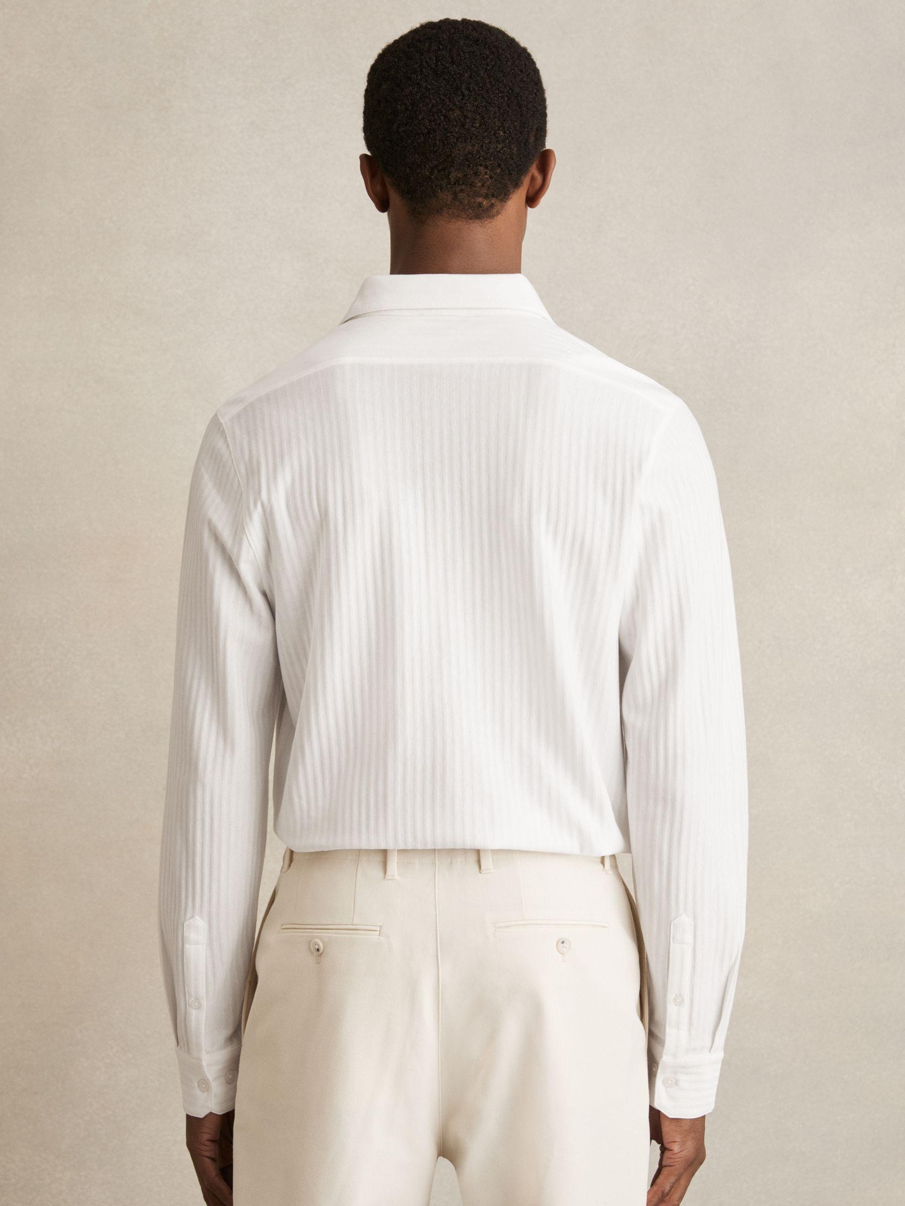 Cotton-Jersey Stripe-Jacquard Shirt in White Product Image
