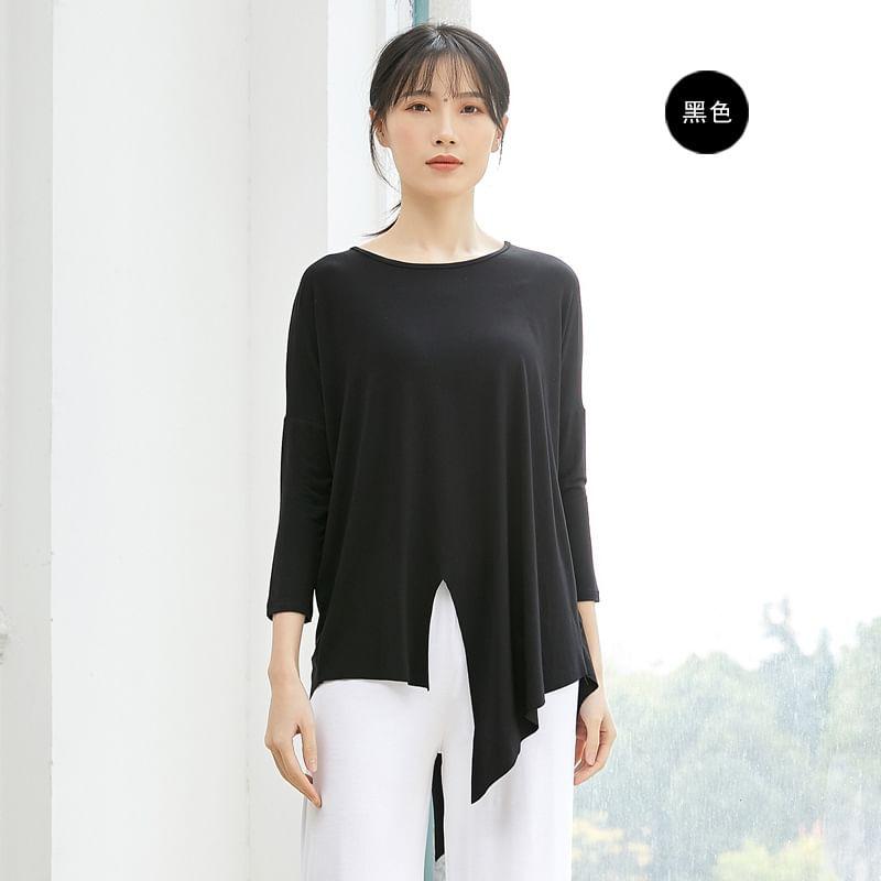 Long-Sleeve Plain Asymmetrical Dance T-Shirt Product Image