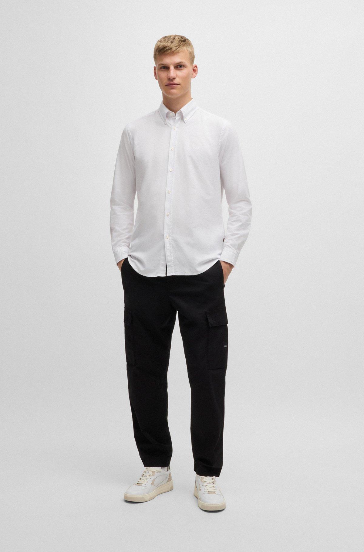 BOSS - Button-down regular-fit shirt in Oxford cotton - White Product Image