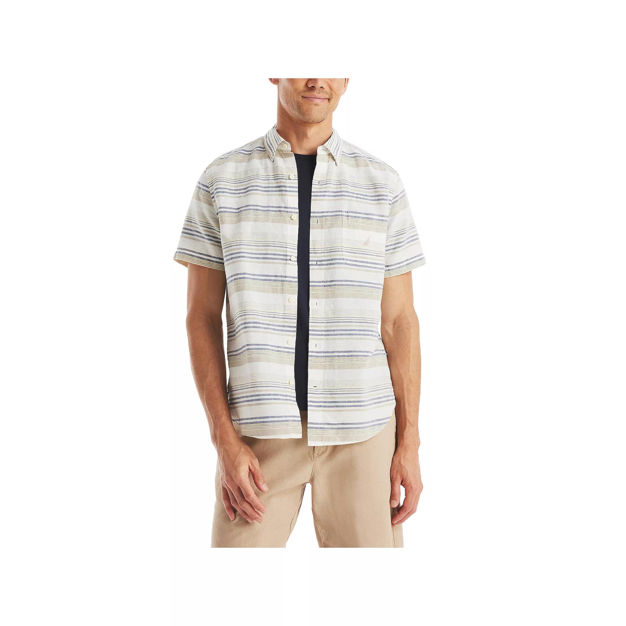 Men's Nautica Printed Short-Sleeve Camp Shirt, Size: XL, Sail White Product Image