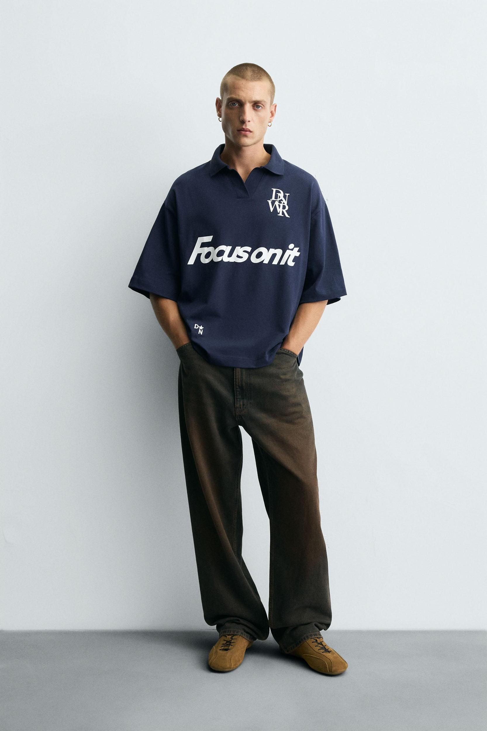 RETRO FOOTBALL PRINT POLO SHIRT Product Image