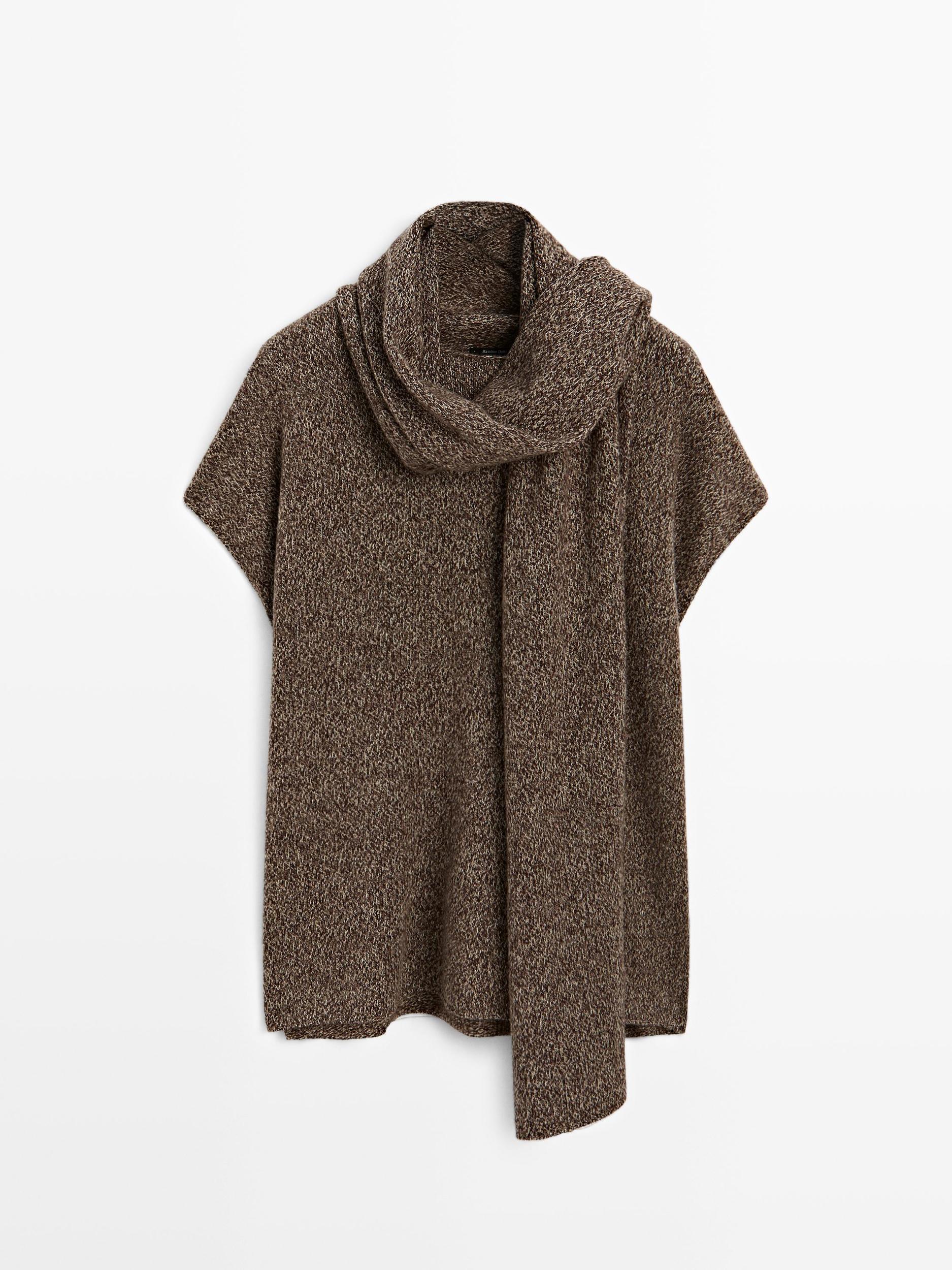 100% wool waistcoat with scarf detail Product Image