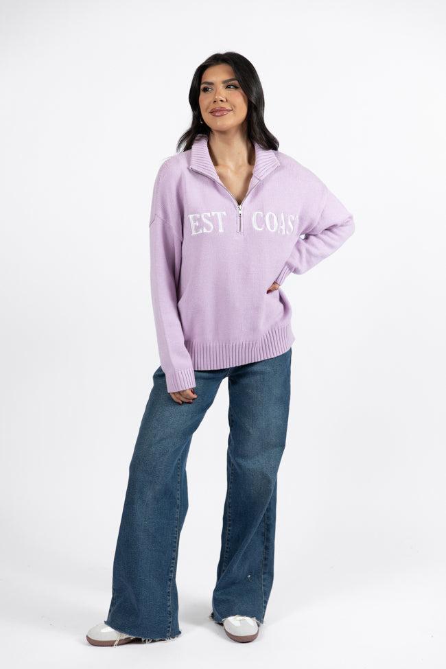 Roll With It Purple West Coast Quarter Zip Sweater FINAL SALE Product Image
