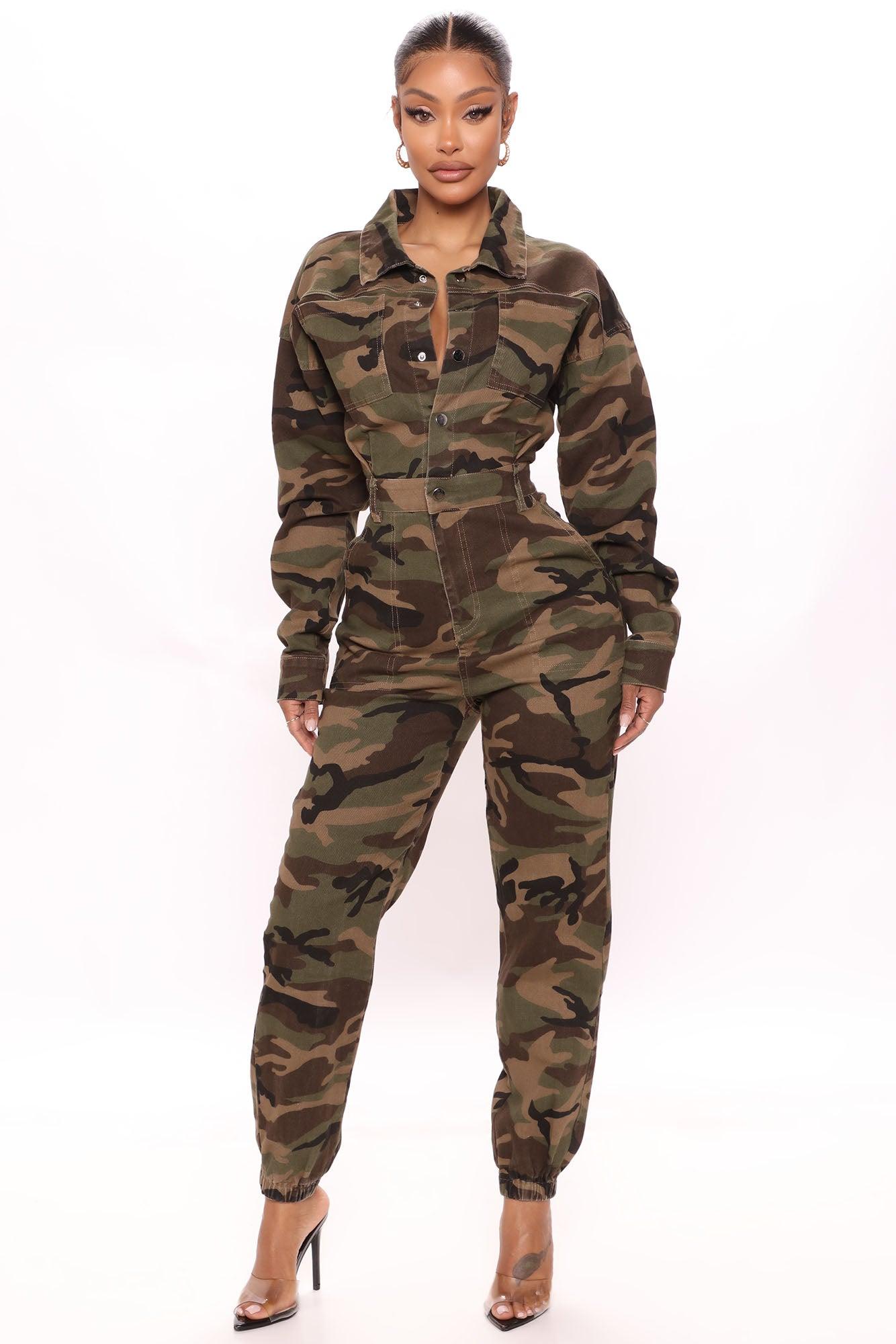Daniela Long Sleeve Camo Jumpsuit - Camouflage Product Image