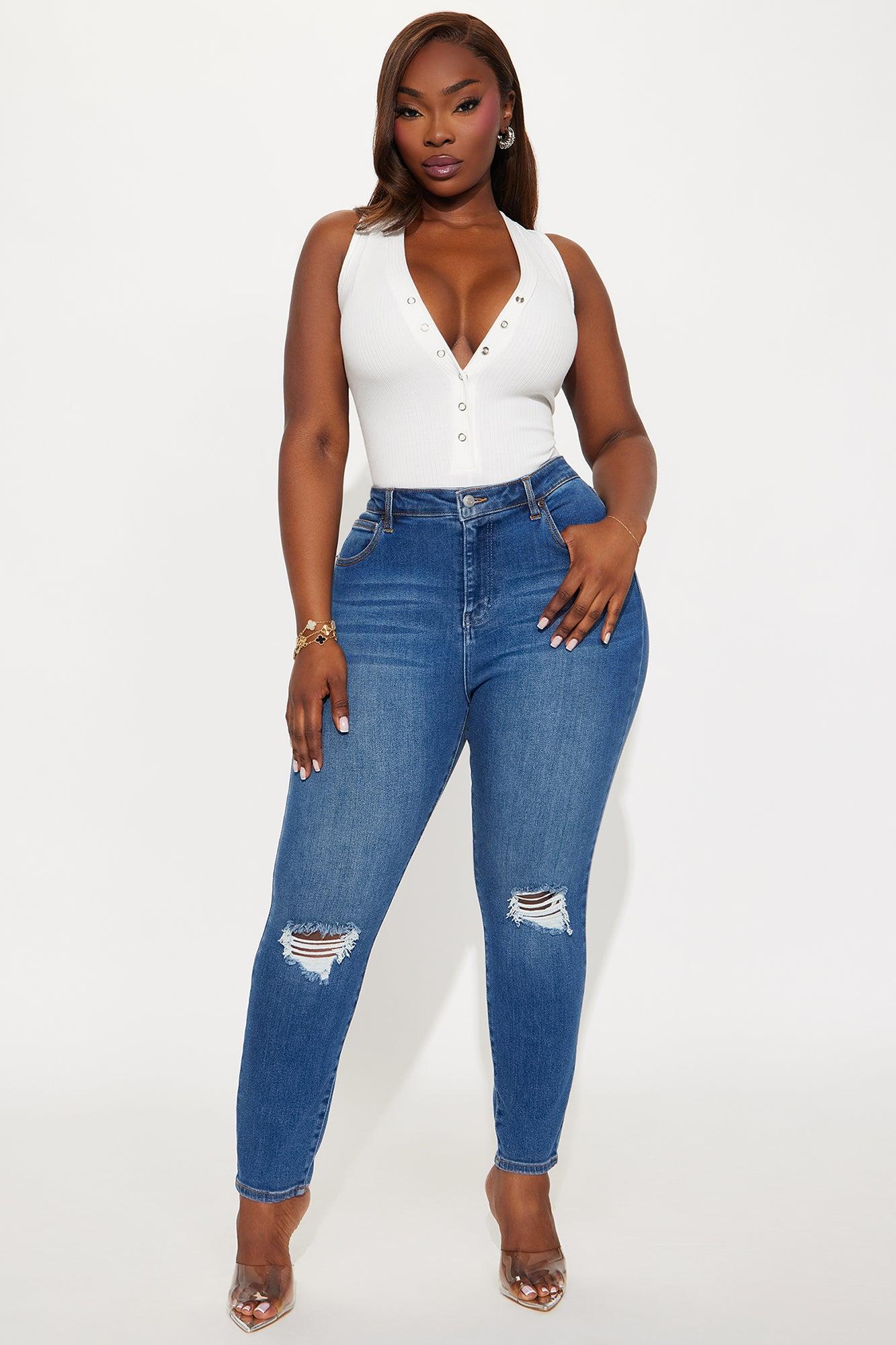 Set Free Deep V-Neck Bodysuit - White Female Product Image