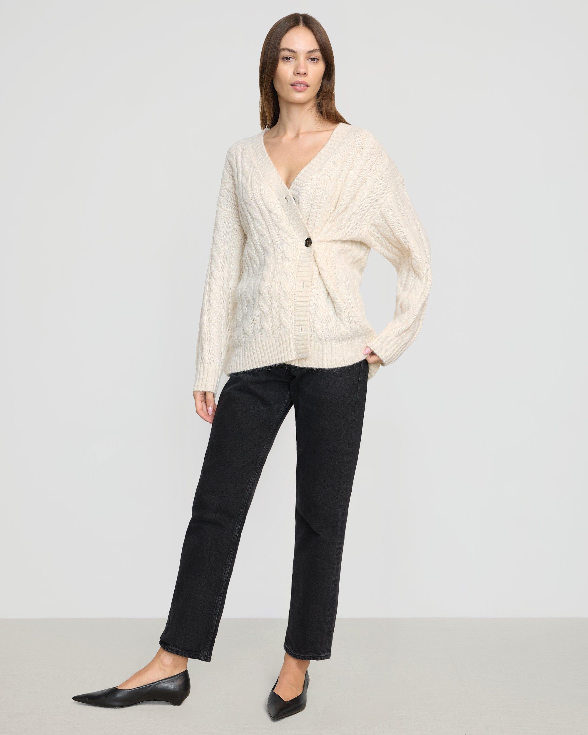 Hikari Asymmetric Cable Knit Cardigan Product Image