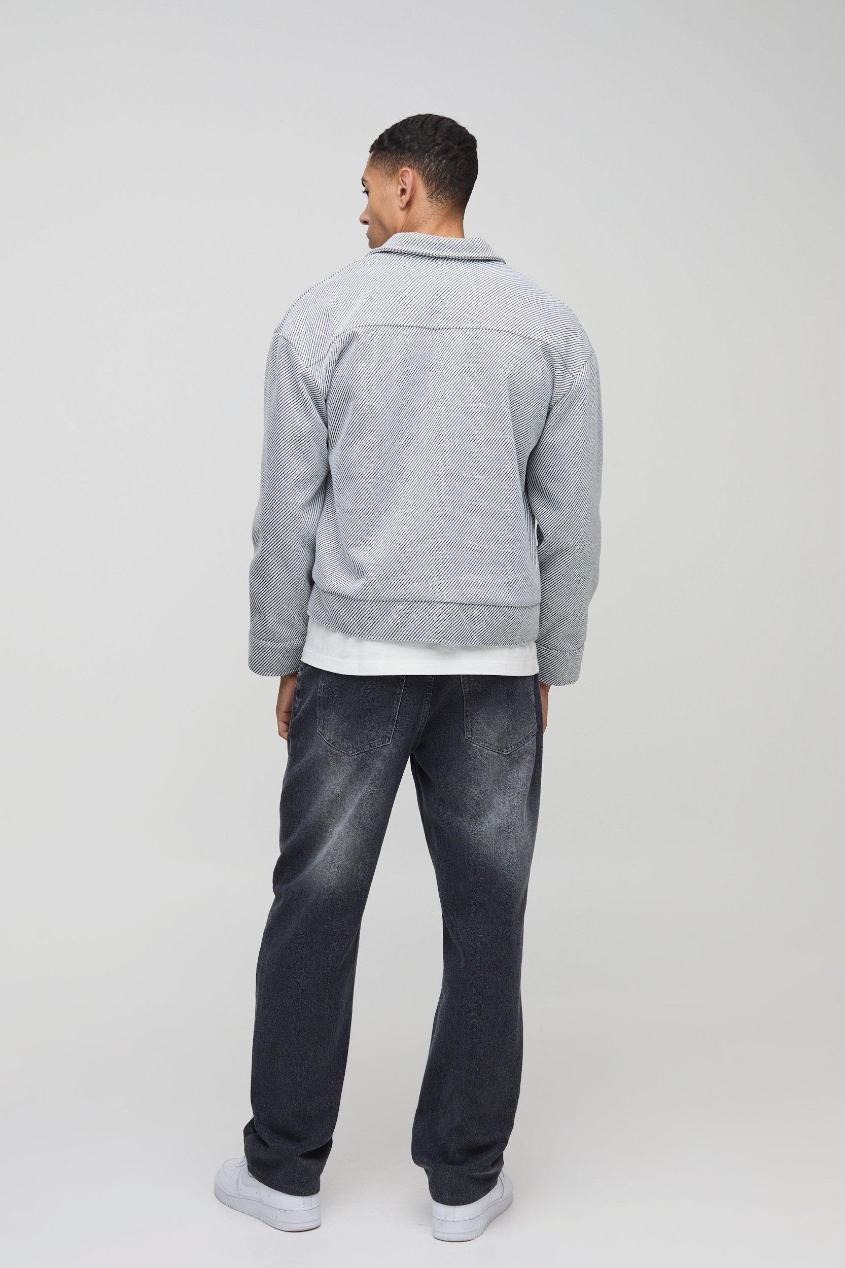 Boxy Herringbone Trucker Jacket | boohooMAN USA Product Image