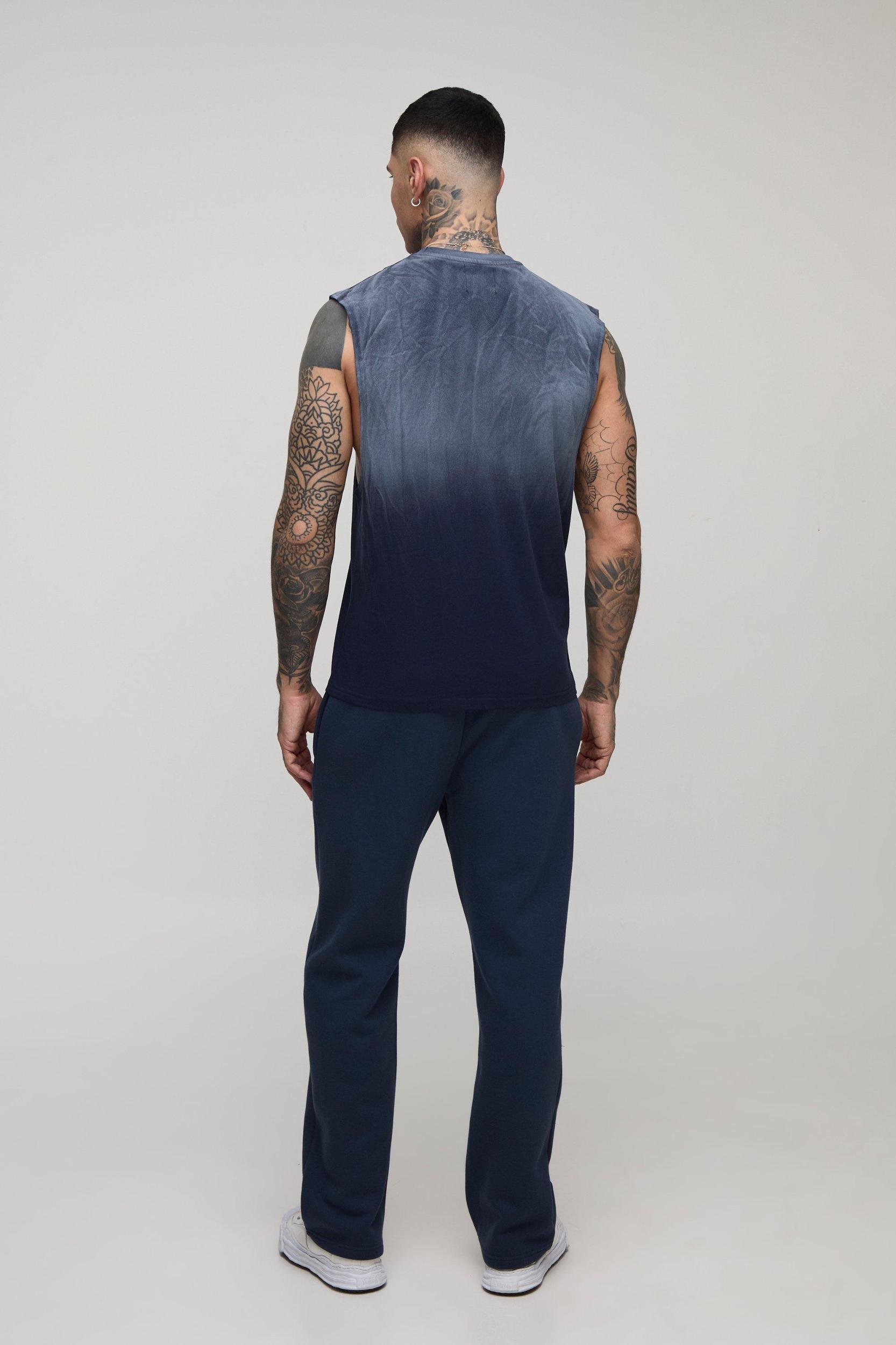 Tall Regular Fit Drop Armhole Spray Wash Tank | boohooMAN USA Product Image