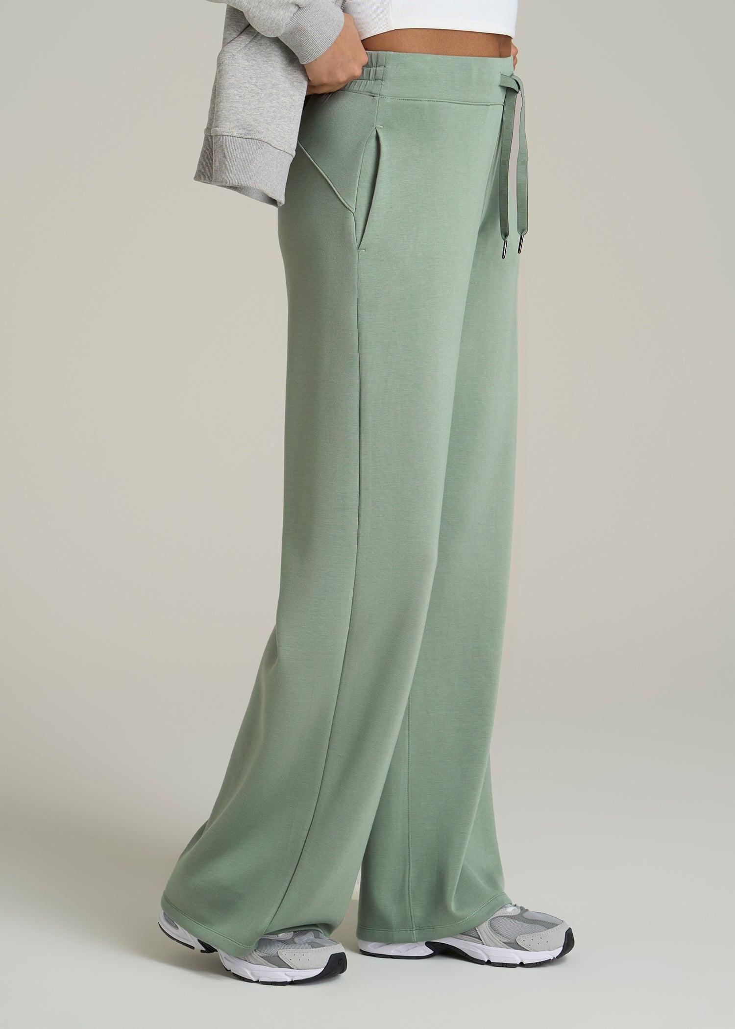 Pull-On Tie Waist Wide Leg Pants for Tall Women in Seagrass Female Product Image