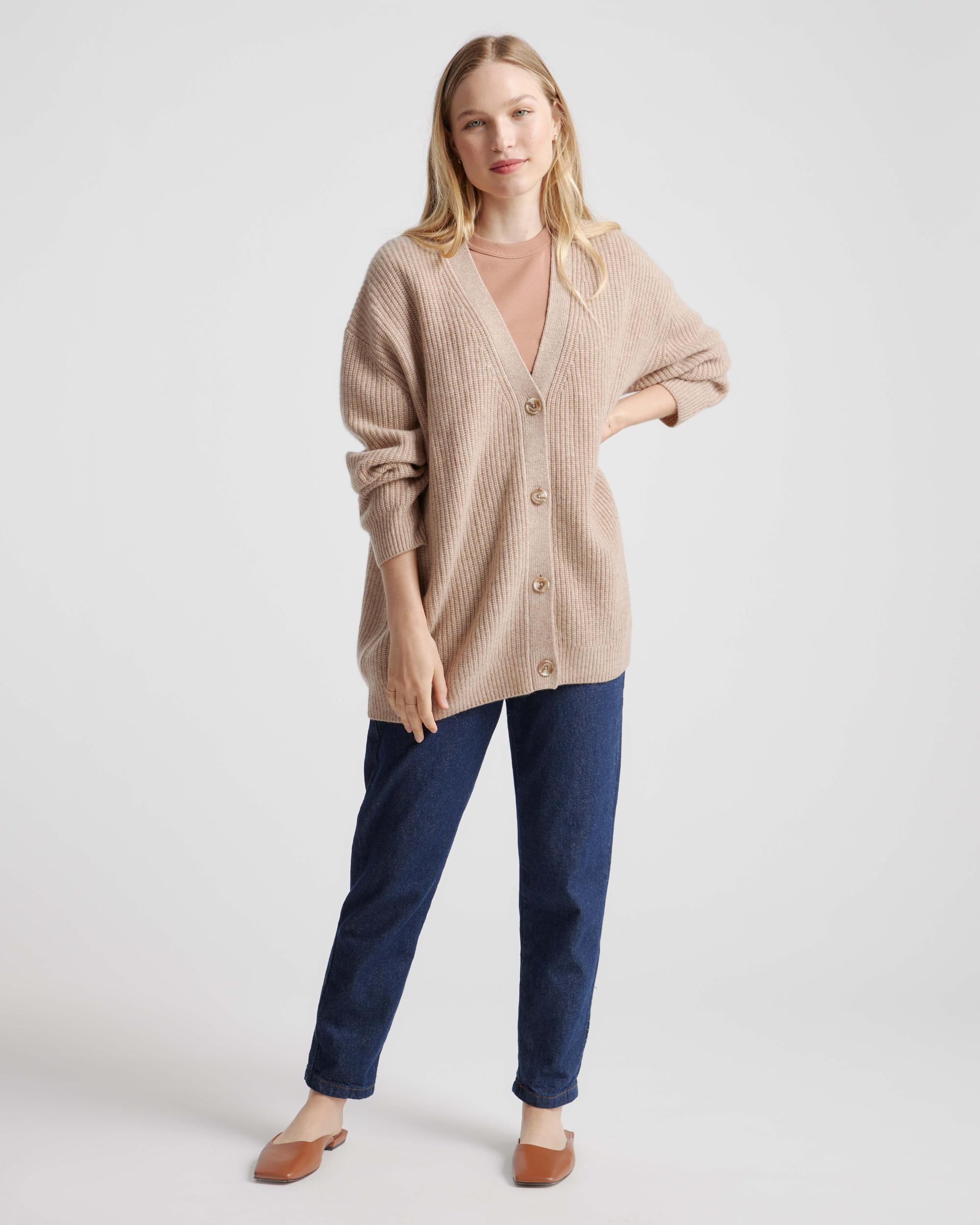 Quince | Women's Mongolian Spring Cashmere OverSized Boyfriend Cardigan Sweater Size XL Product Image