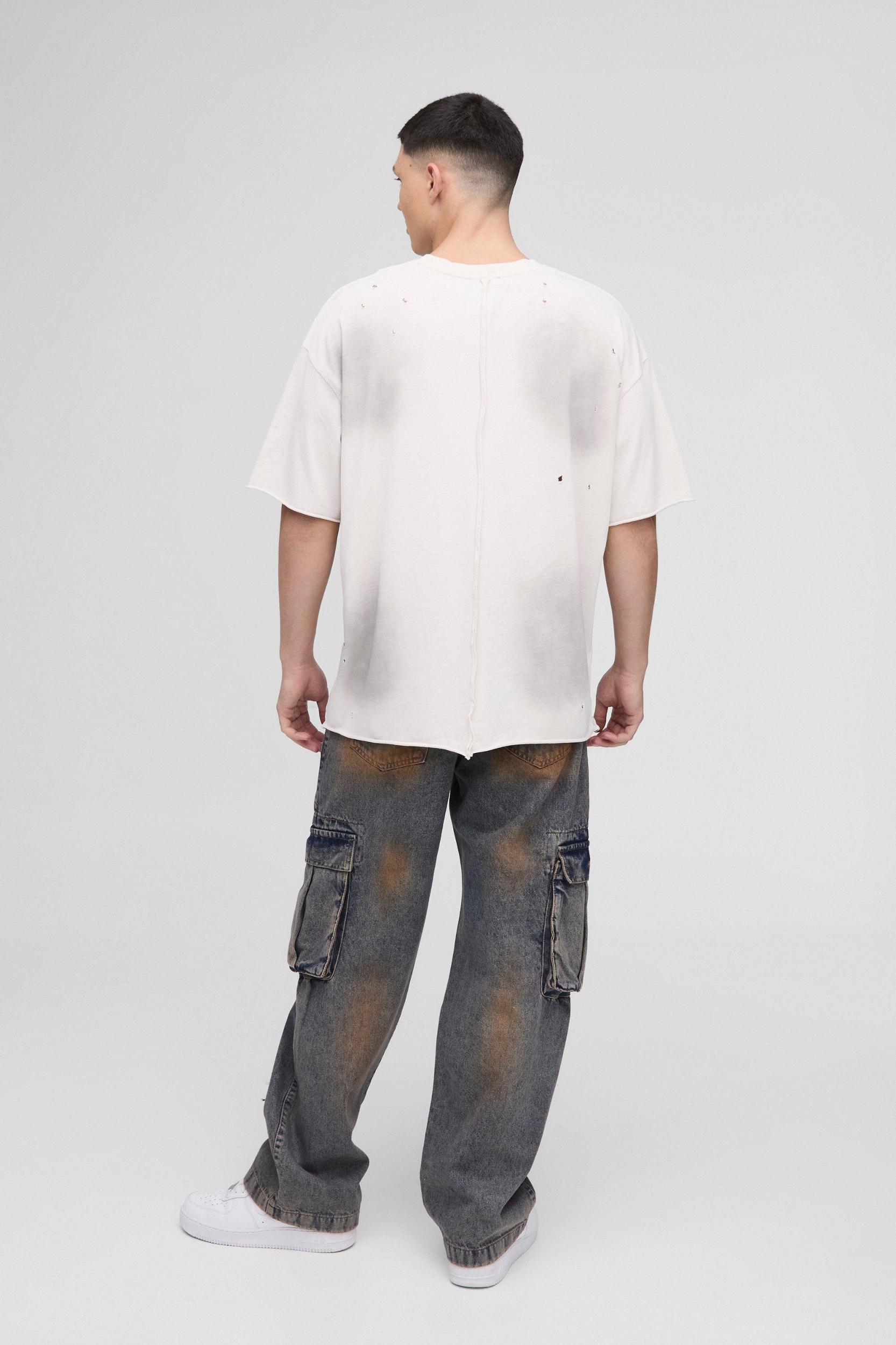 Relaxed Fit Vintage Washed Cargo Jeans | boohooMAN USA Product Image