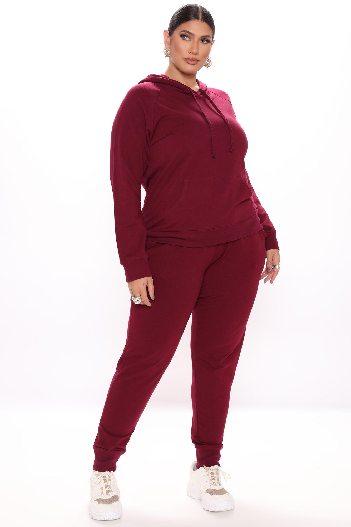 Latest And Greatest French Terry Jogger - Burgundy Product Image