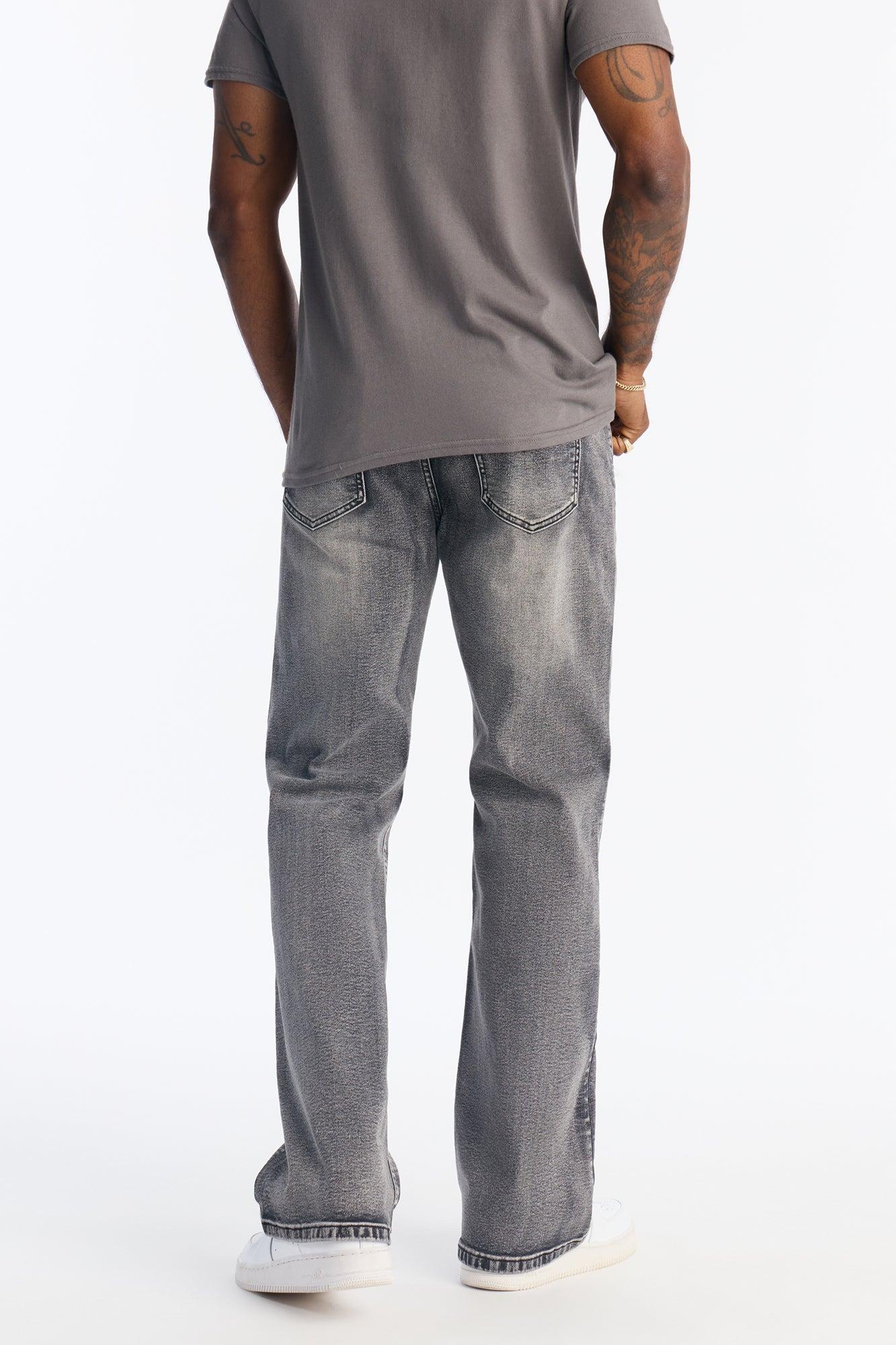 Stacked Slim Flare Raw Chaos Jeans - Black Wash Male Product Image