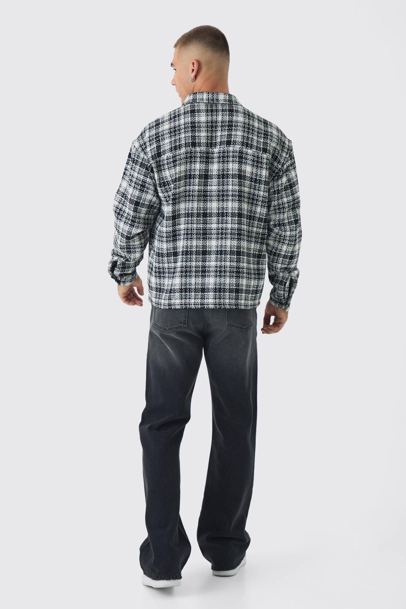 Oversized Boucle Flannel Shirt Jacket | boohooMAN USA Product Image