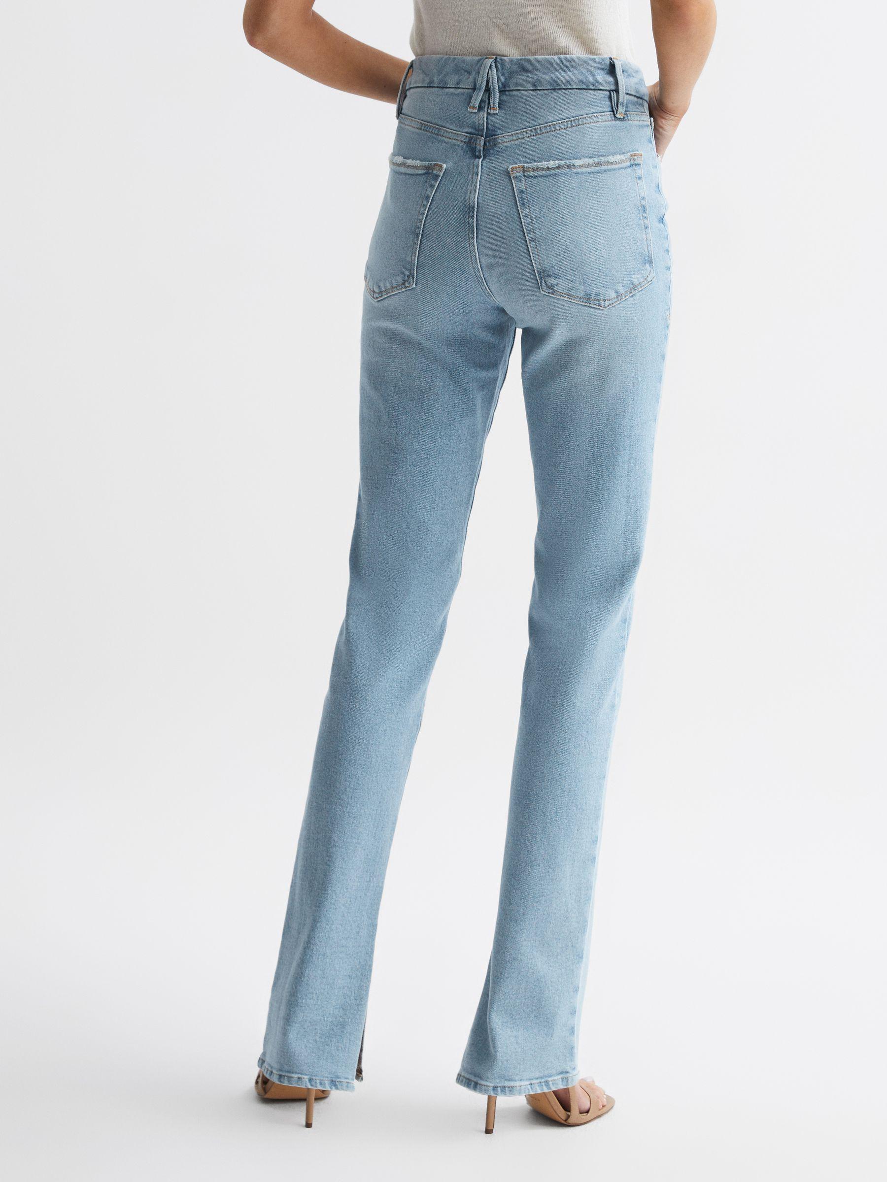 Good American High Rise Inseam Split Jeans in Mid Blue Product Image