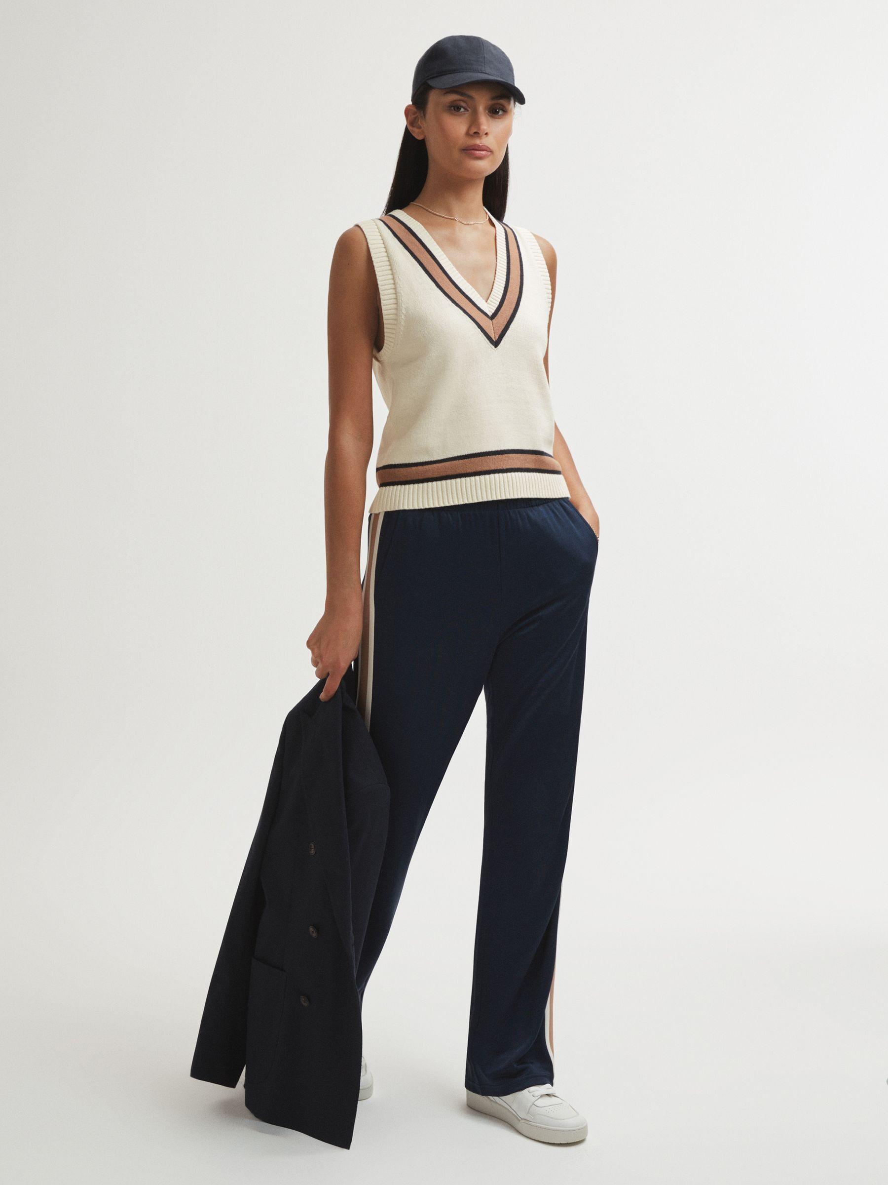 The Upside Knitted V-Neck Vest in Cream Product Image