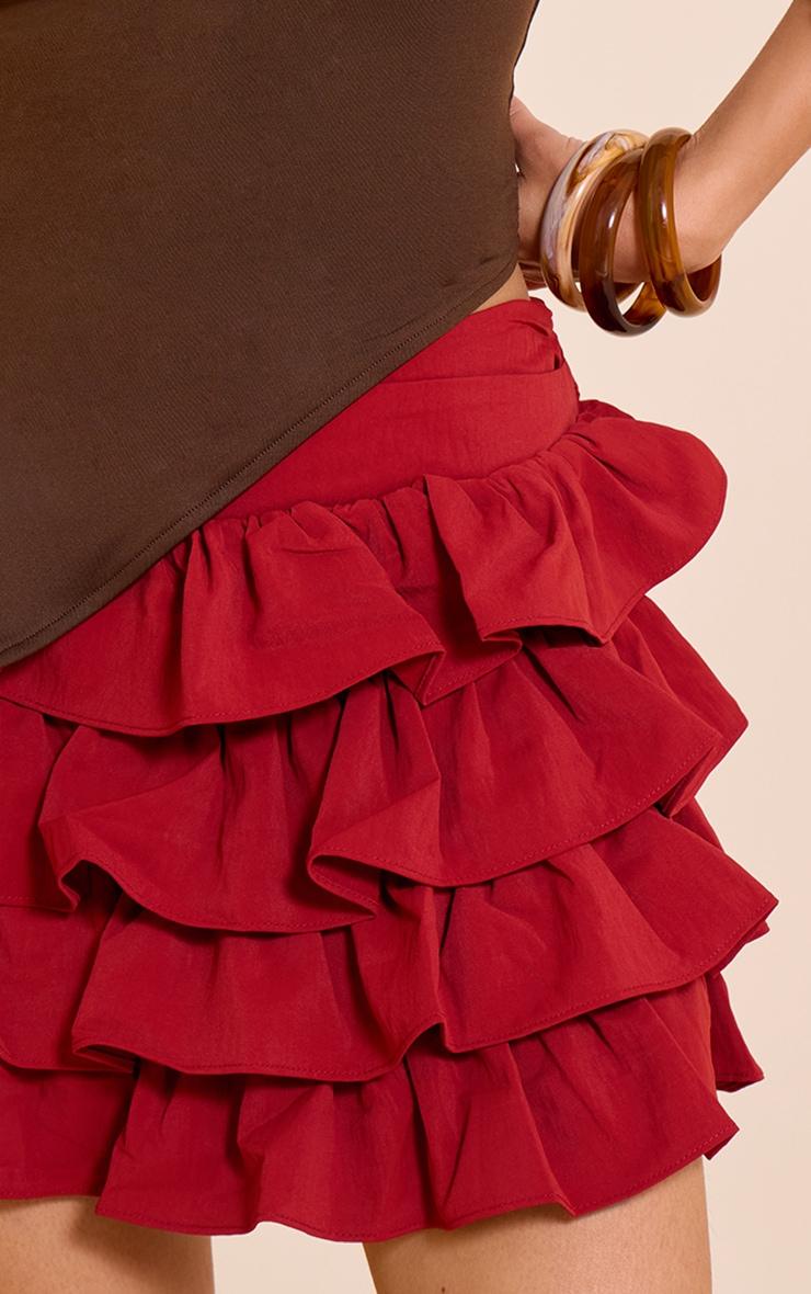 Deep Red Floaty Woven Rara Mini Skirt Product Image