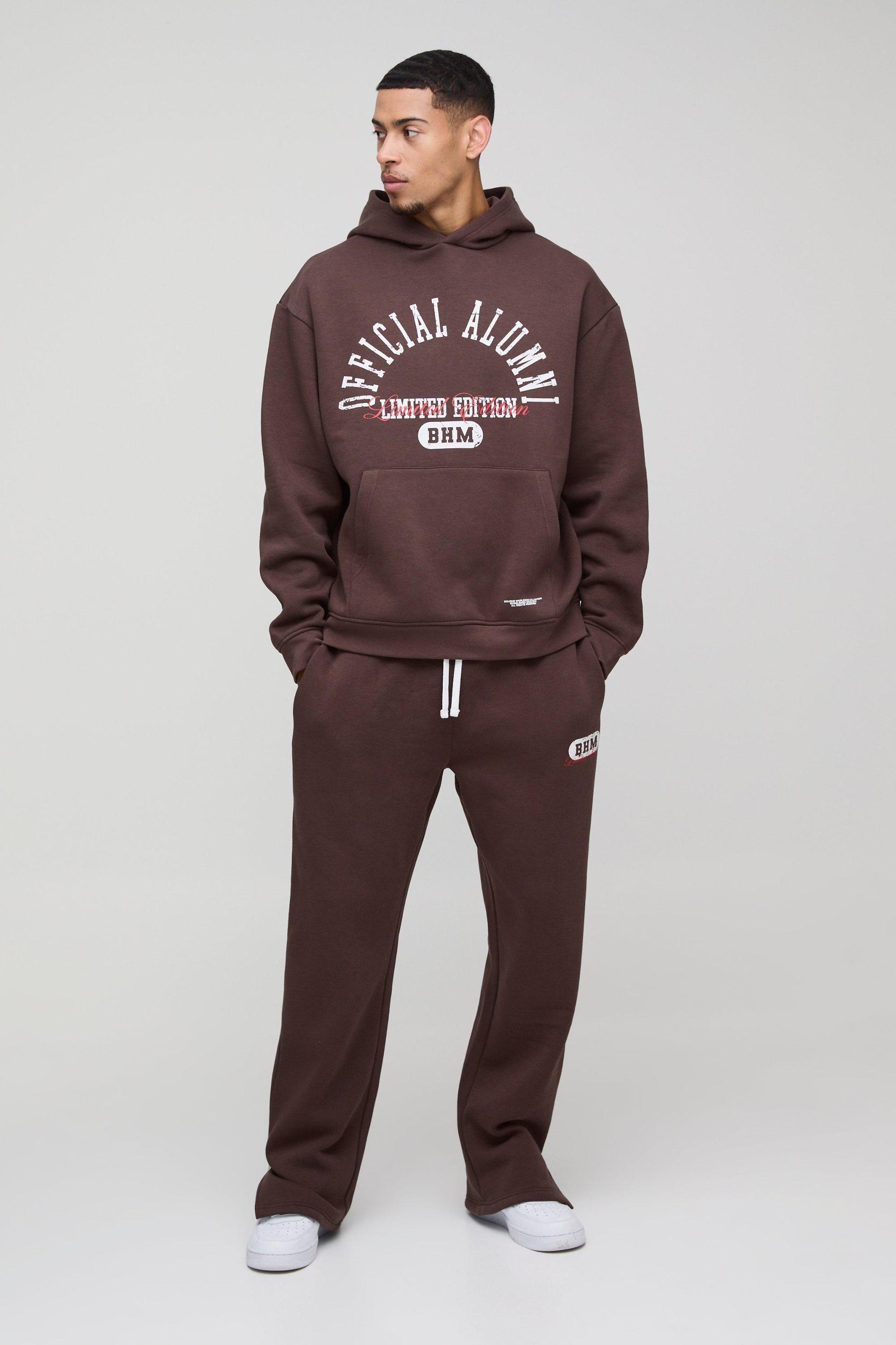330gsm Oversized Official Hooded Flare Tracksuit | boohooMAN USA Product Image