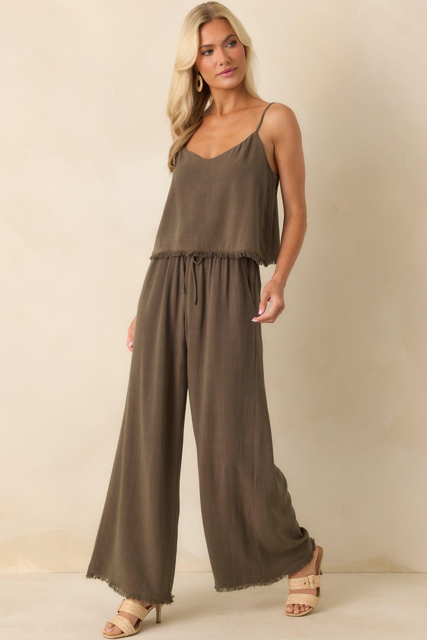 Z Supply Brown Sabel Cropped Linen Tank Product Image