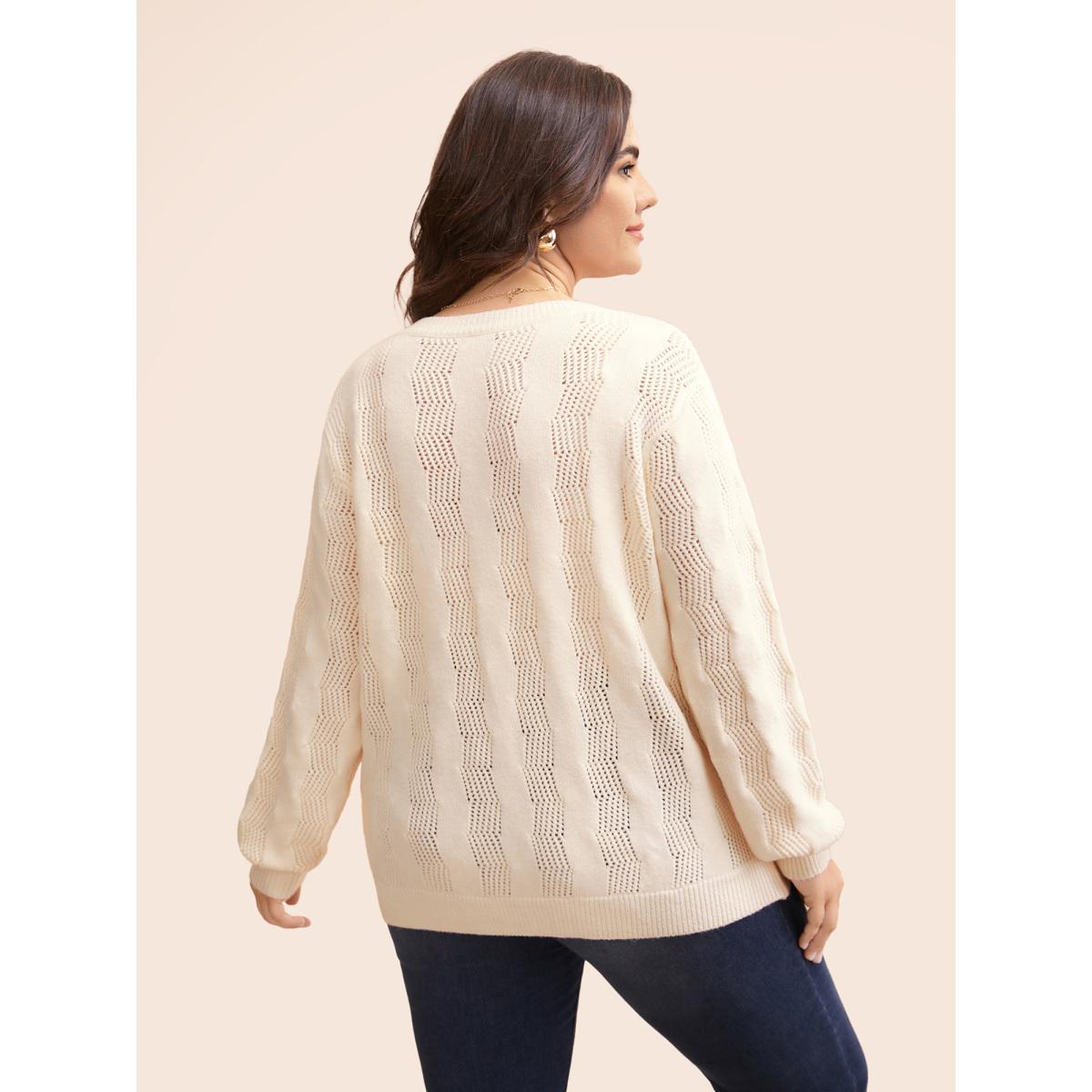 Plus Size Supersoft Essentials Stereo Flower Design Textured Cardigan Beige Women Casual Loose Long Sleeve Everyday Cardigans BloomChic 14-16/1X Product Image